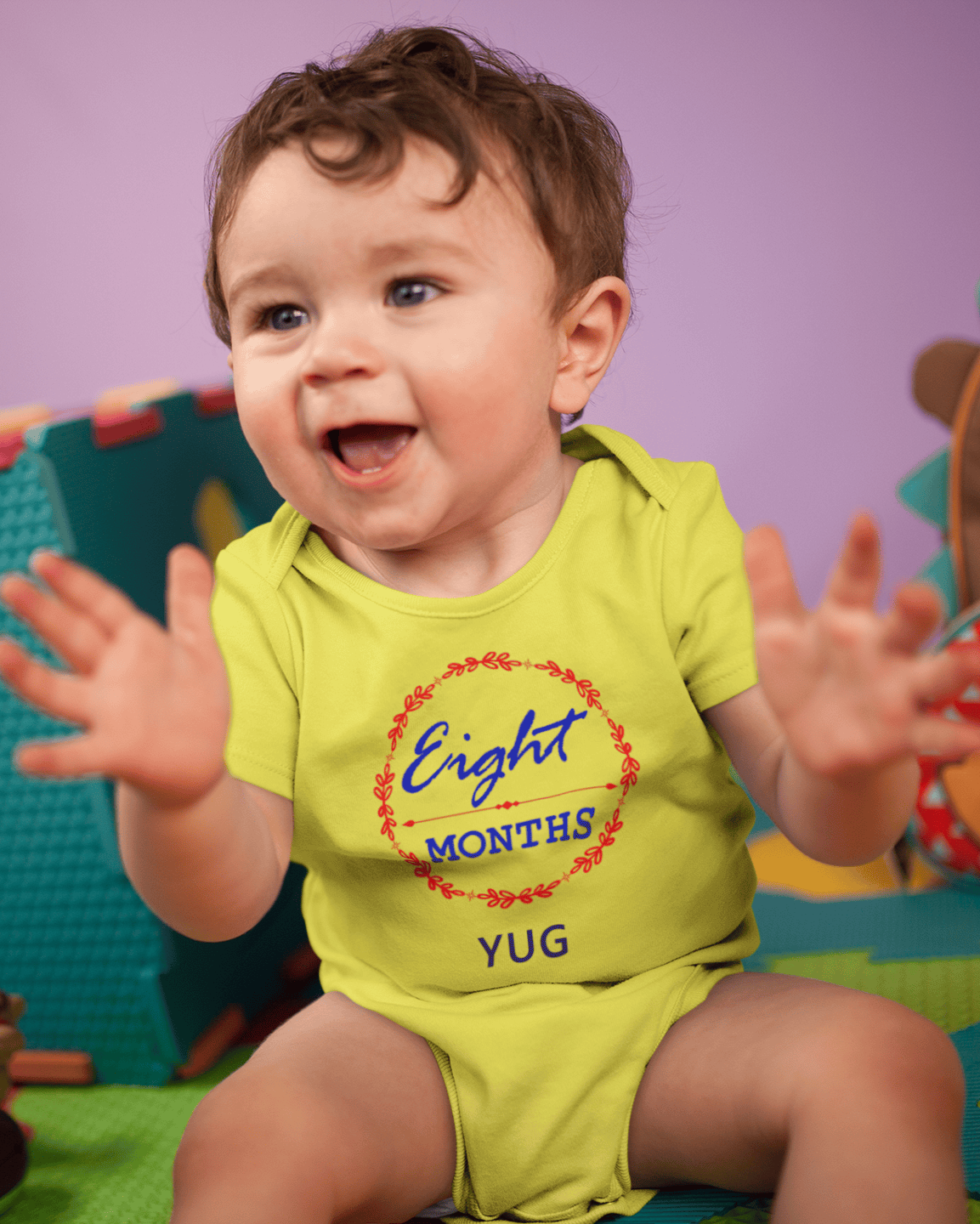 Custom Name Eight Months Rompers for Baby Boy- FunkyTeesClub