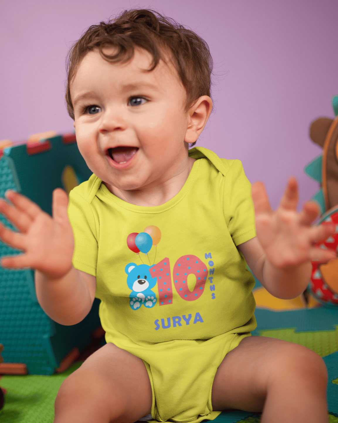 Custom Name Tenth Month Rompers for Baby Boy- FunkyTeesClub