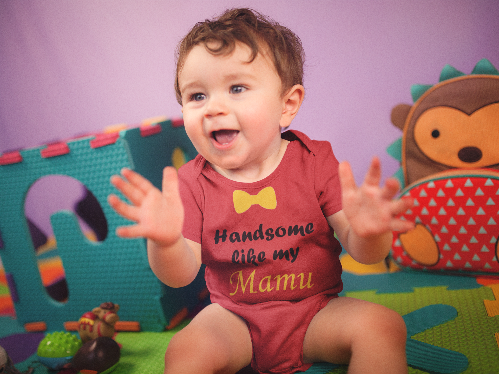 Handsome Like My Mamu Rompers for Baby Boy- FunkyTeesClub