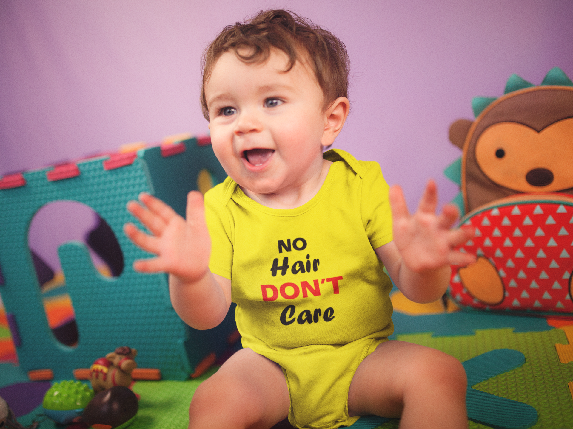 No Hair Dont Care Rompers for Baby Boy- FunkyTeesClub