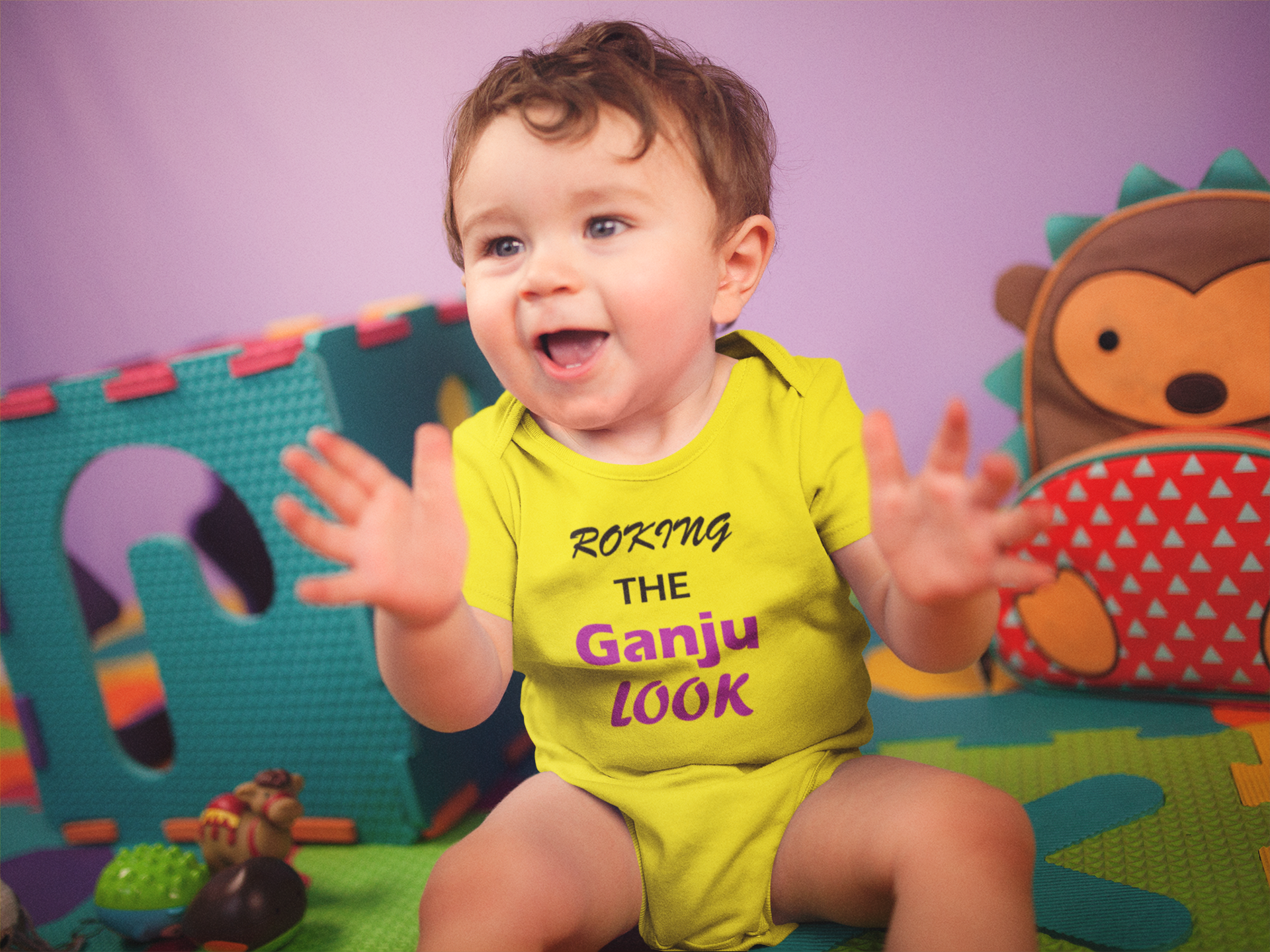 ROKING THE GANJU LOOK Rompers for Baby Boy- FunkyTeesClub