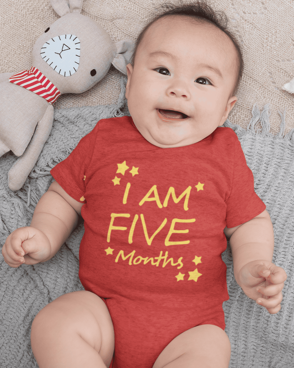 I Am Five Months Rompers for Baby Boy- FunkyTeesClub