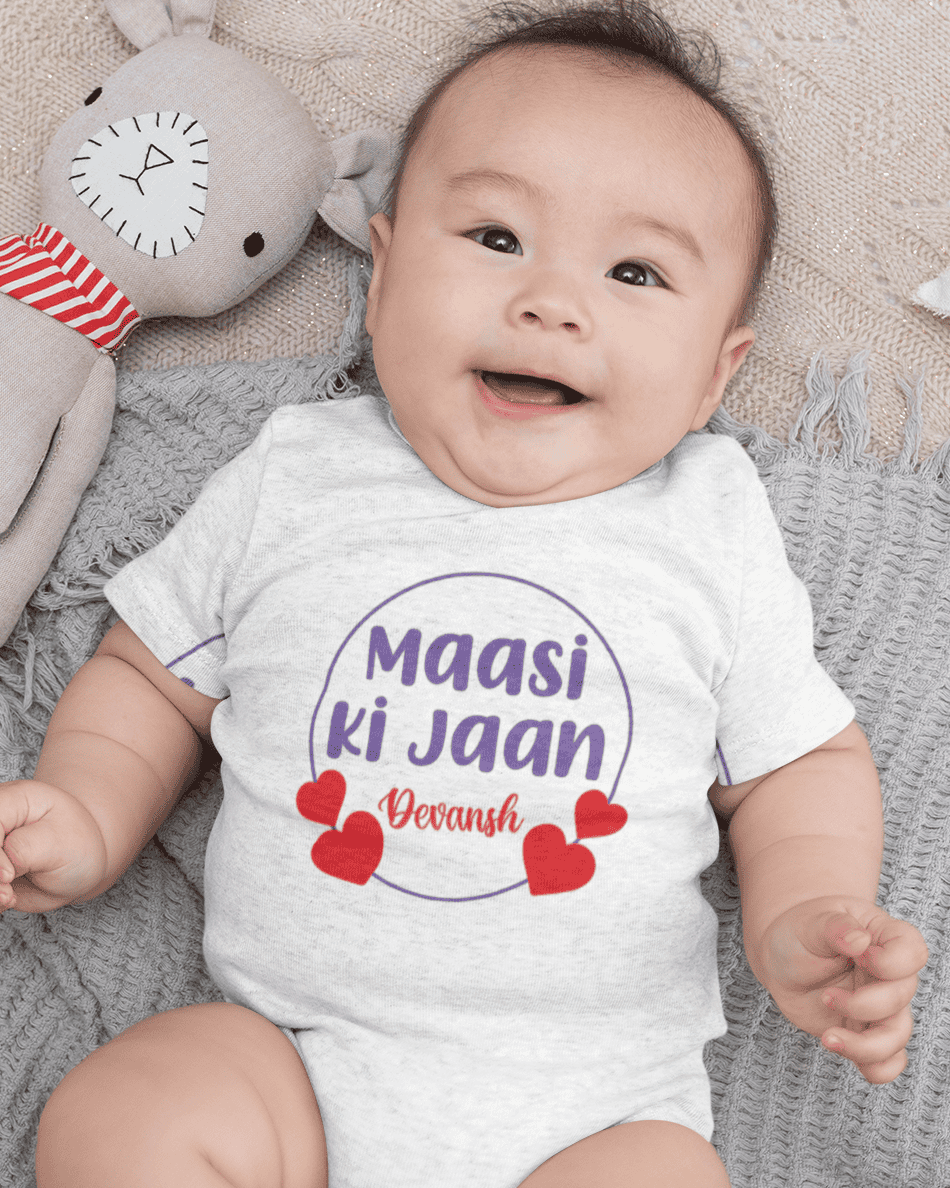 Custom Name Maasi Ki Jaan New Born Rompers for Baby Boy- FunkyTeesClub