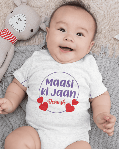 Custom Name Maasi Ki Jaan New Born Rompers for Baby Boy- FunkyTeesClub