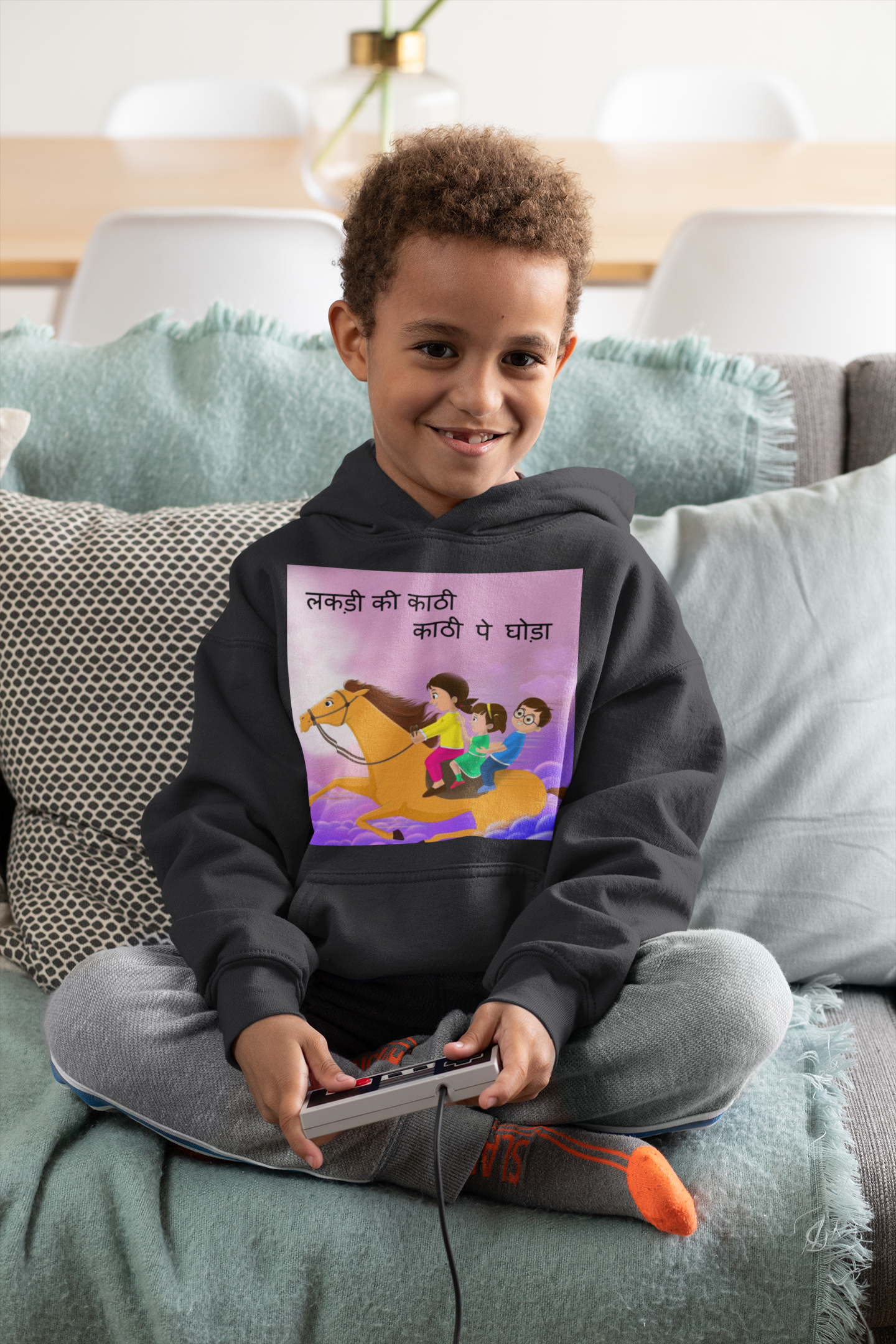 Lakdi Ki Kathi Pe Ghoda Poem Boy Hoodies-FunkyTeesClub