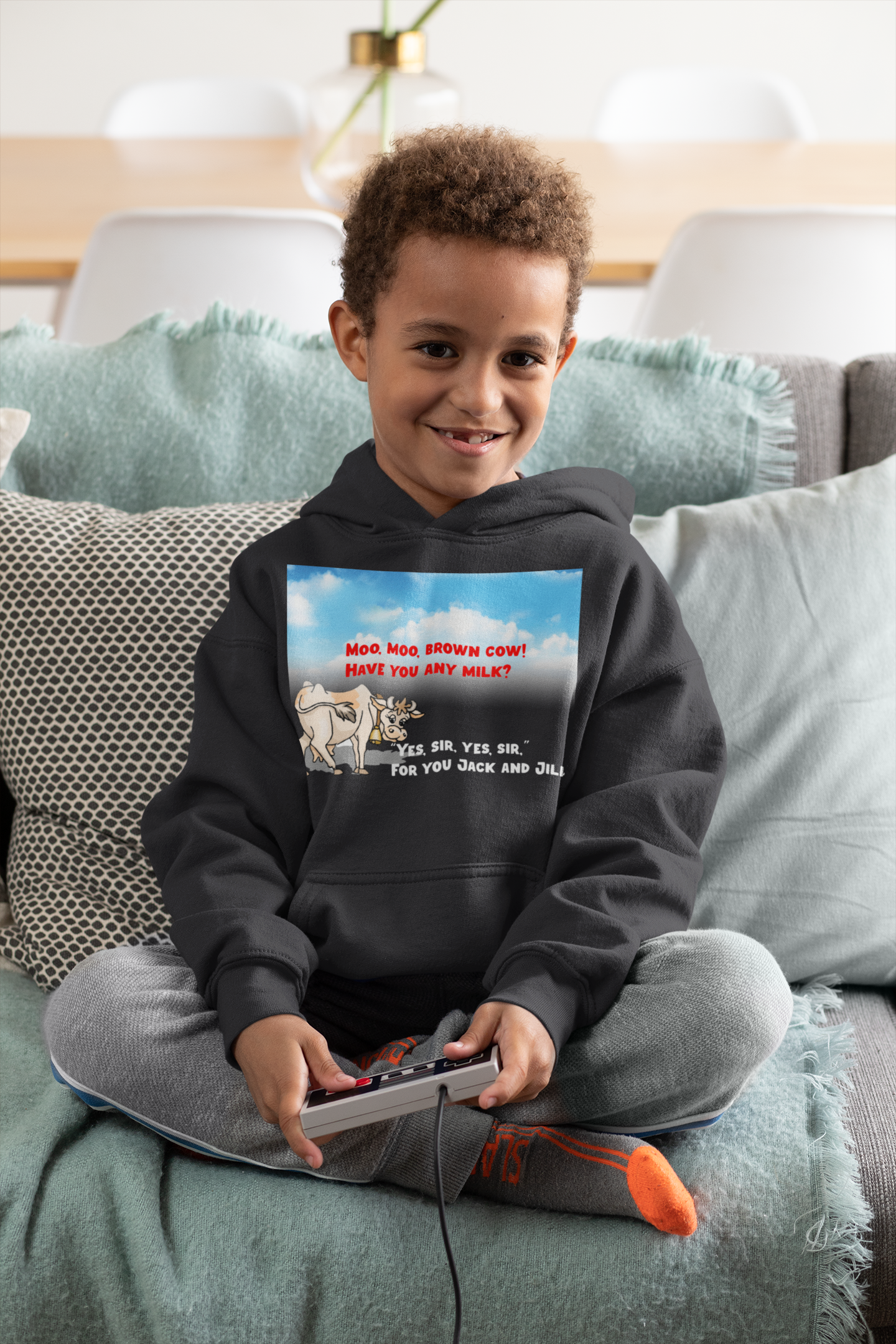 Moo Moo Brown Cow Poem Boy Hoodies-FunkyTeesClub