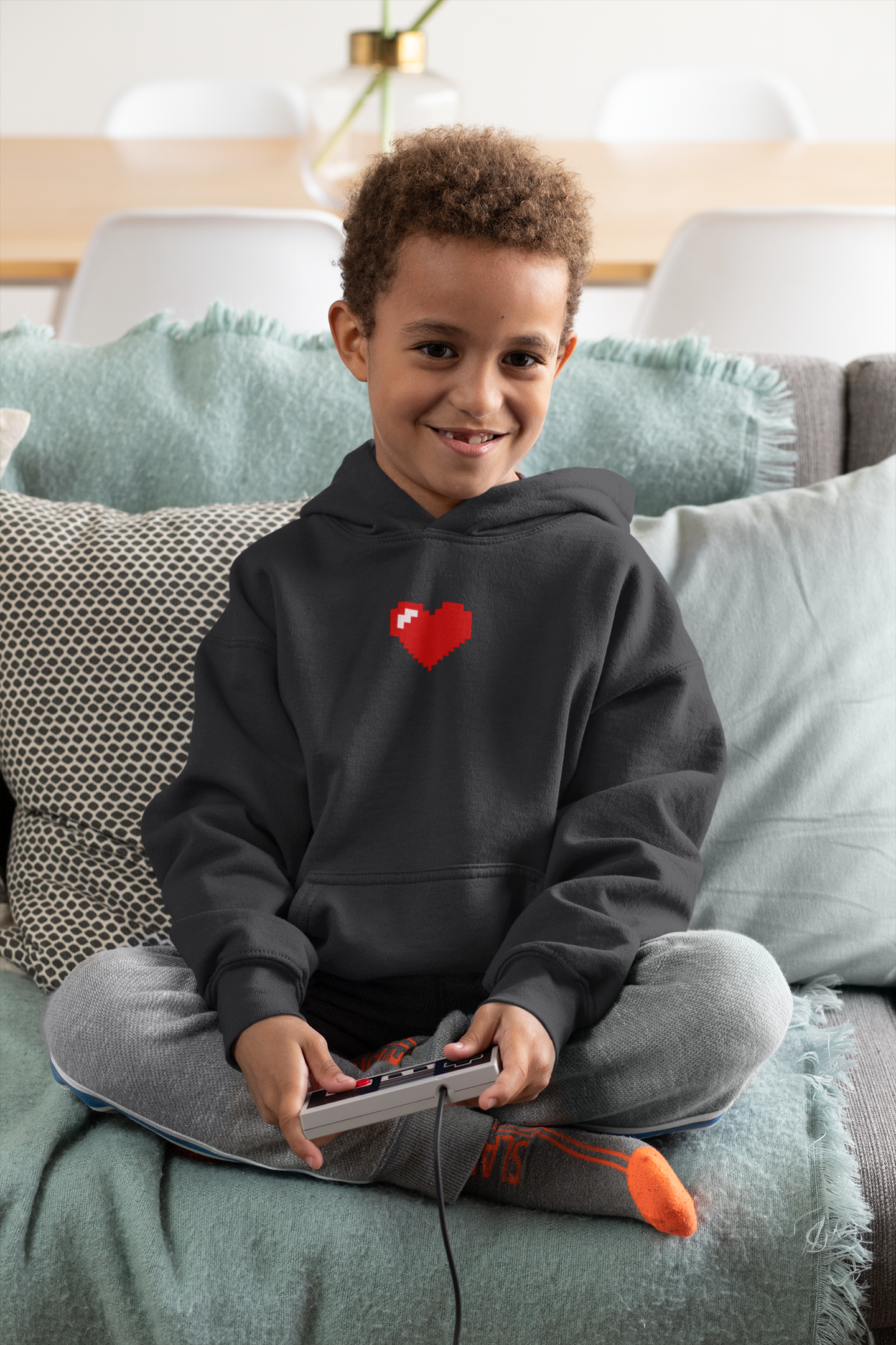 8 Bit Heart Minimal Boy Hoodies-FunkyTeesClub
