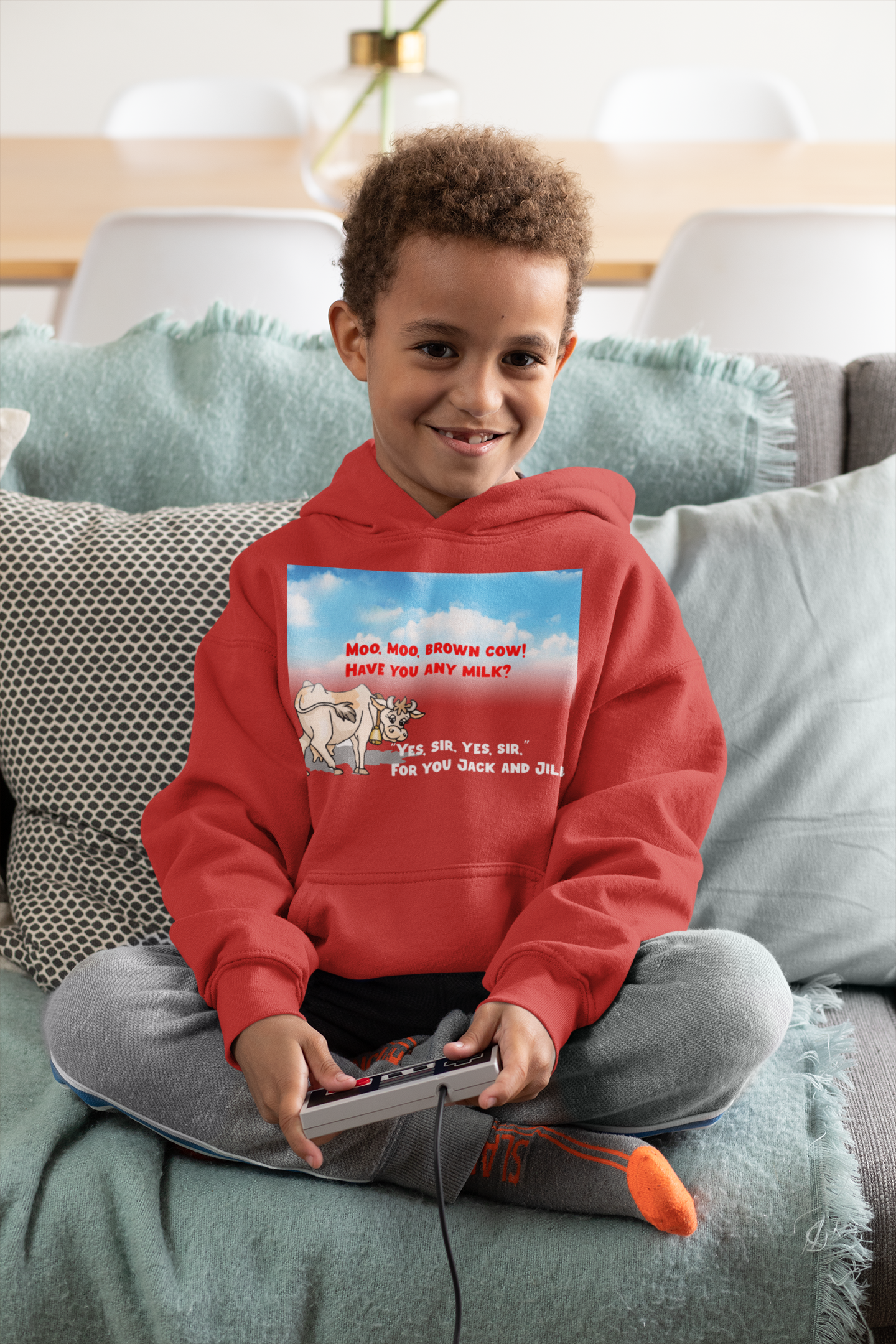 Moo Moo Brown Cow Poem Boy Hoodies-FunkyTeesClub