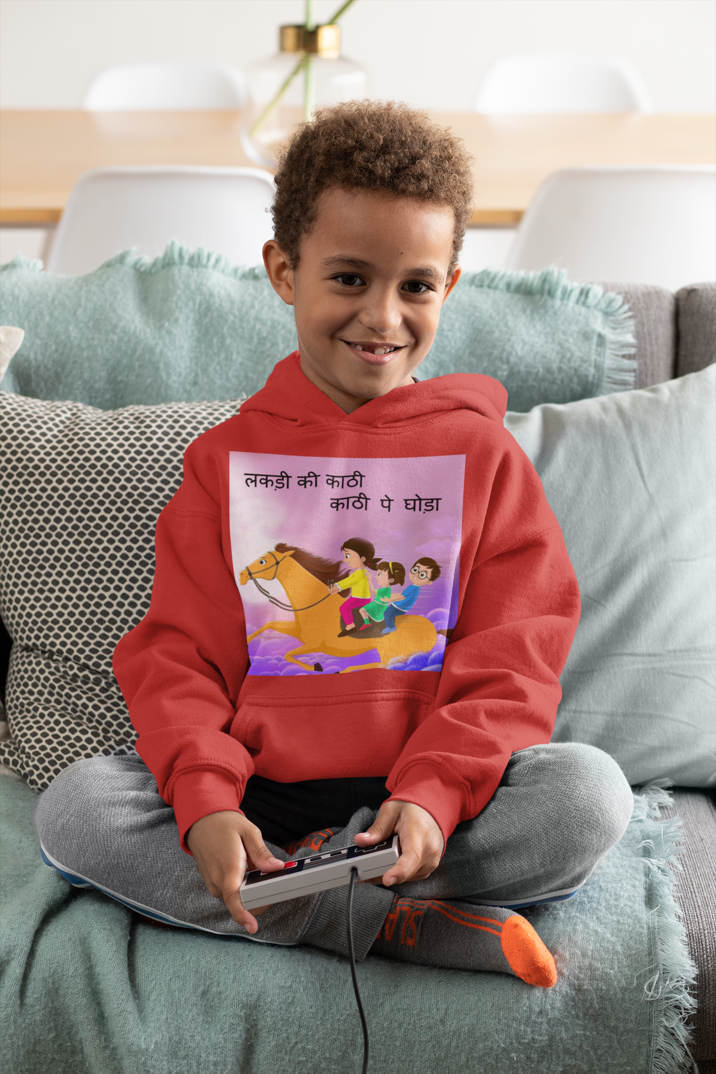 Lakdi Ki Kathi Pe Ghoda Poem Boy Hoodies-FunkyTeesClub