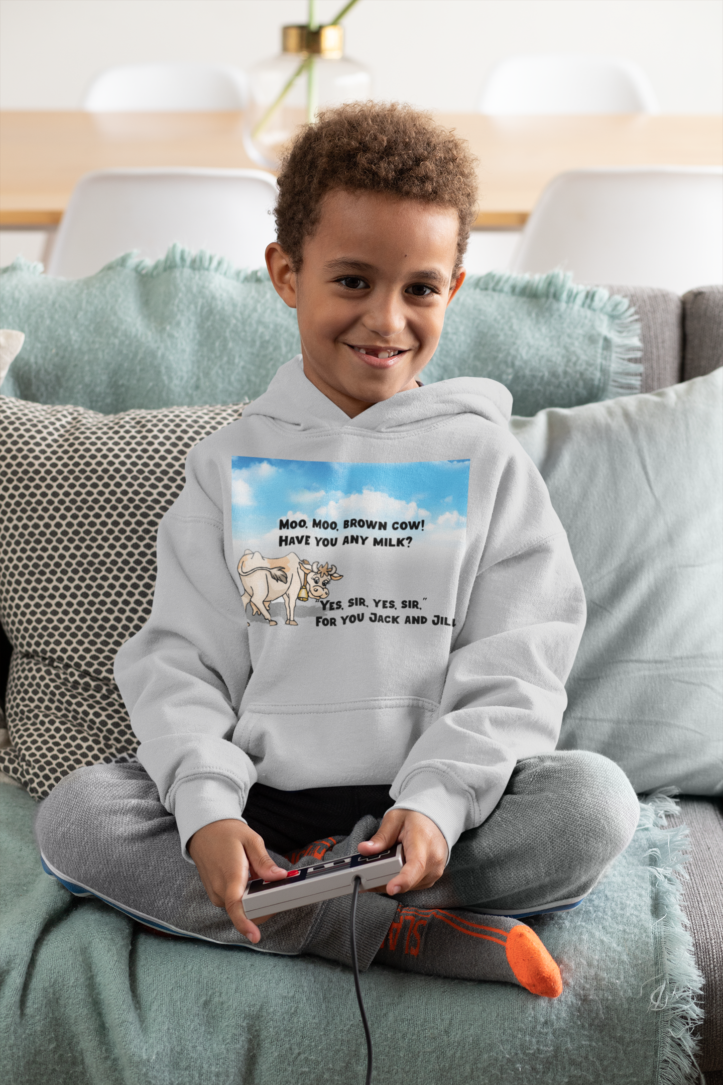 Moo Moo Brown Cow Poem Boy Hoodies-FunkyTeesClub