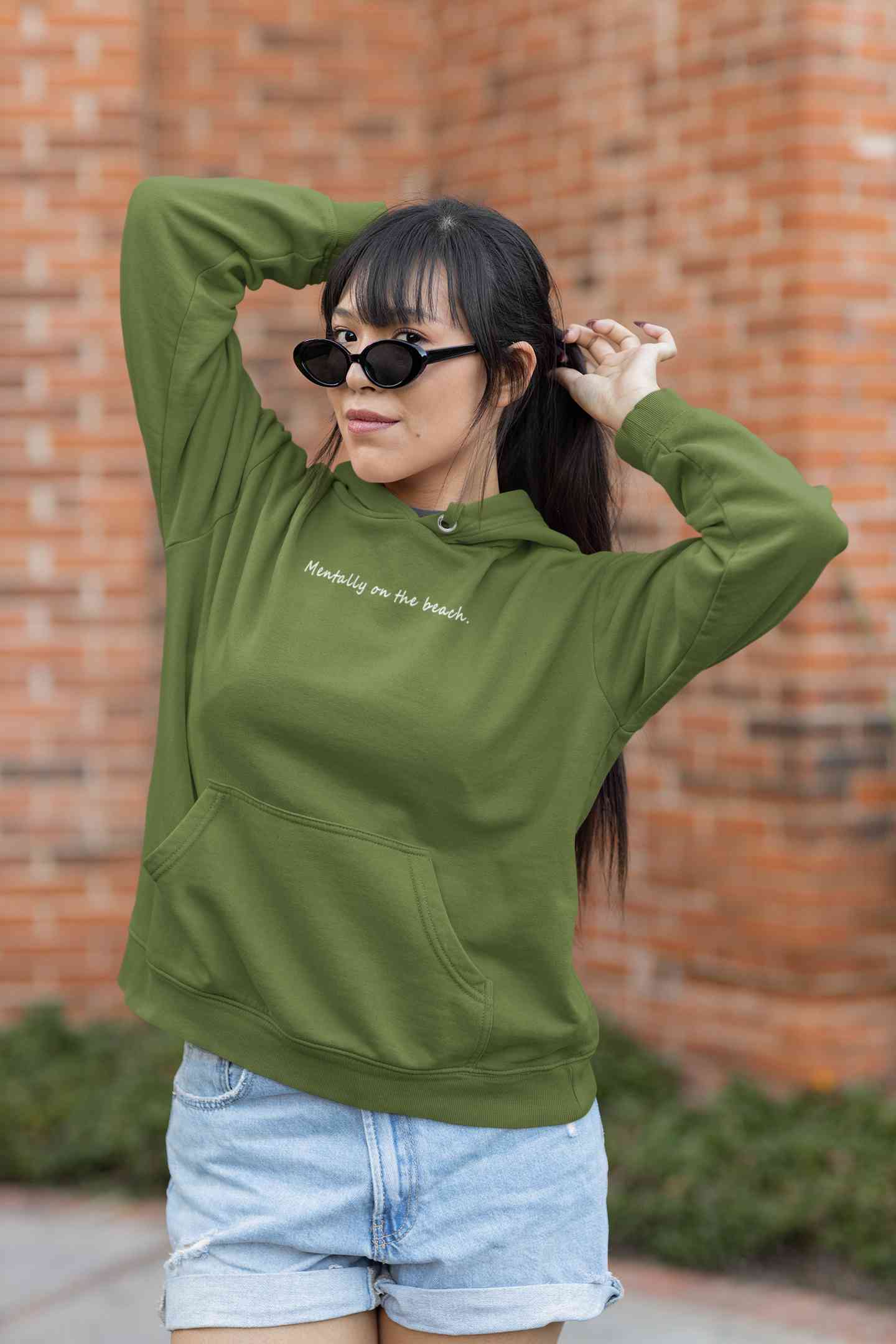 Mentally On The Beach Minimals Hoodies for Women-FunkyTeesClub