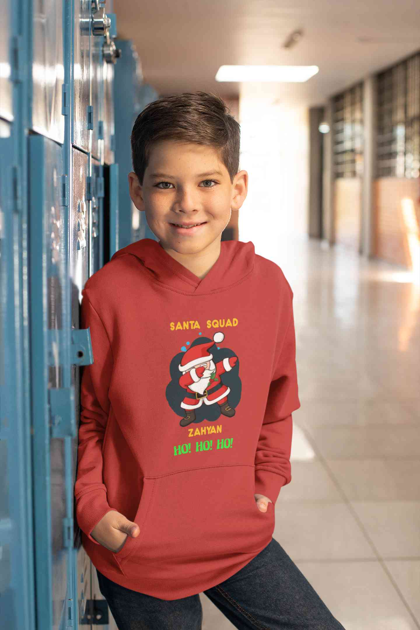Customized Name Santa Squad Ho Ho Ho Christmas Boy Hoodies-FunkyTeesClub