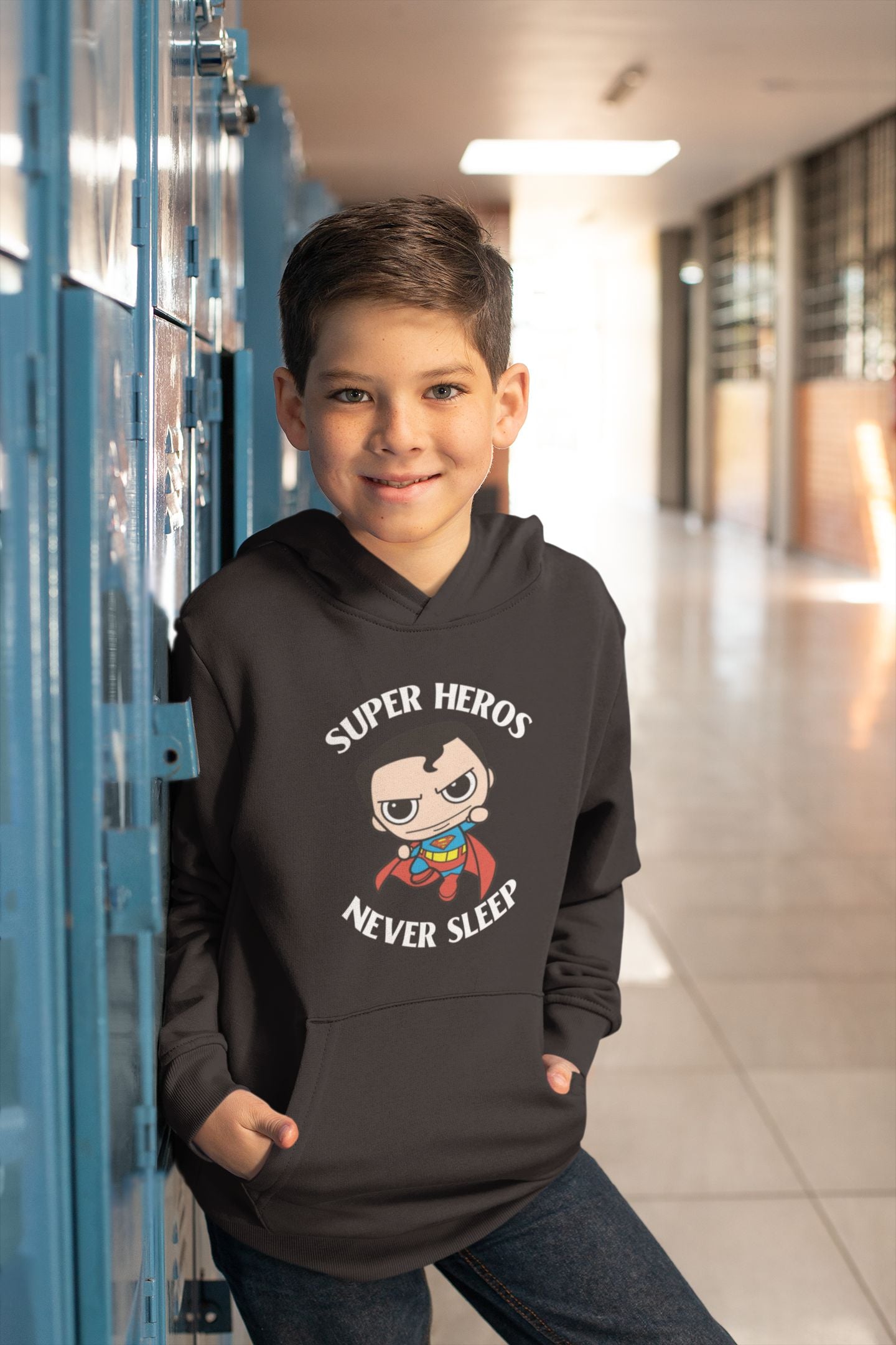 Super Heros Never Sleeps Boy Hoodies-FunkyTeesClub