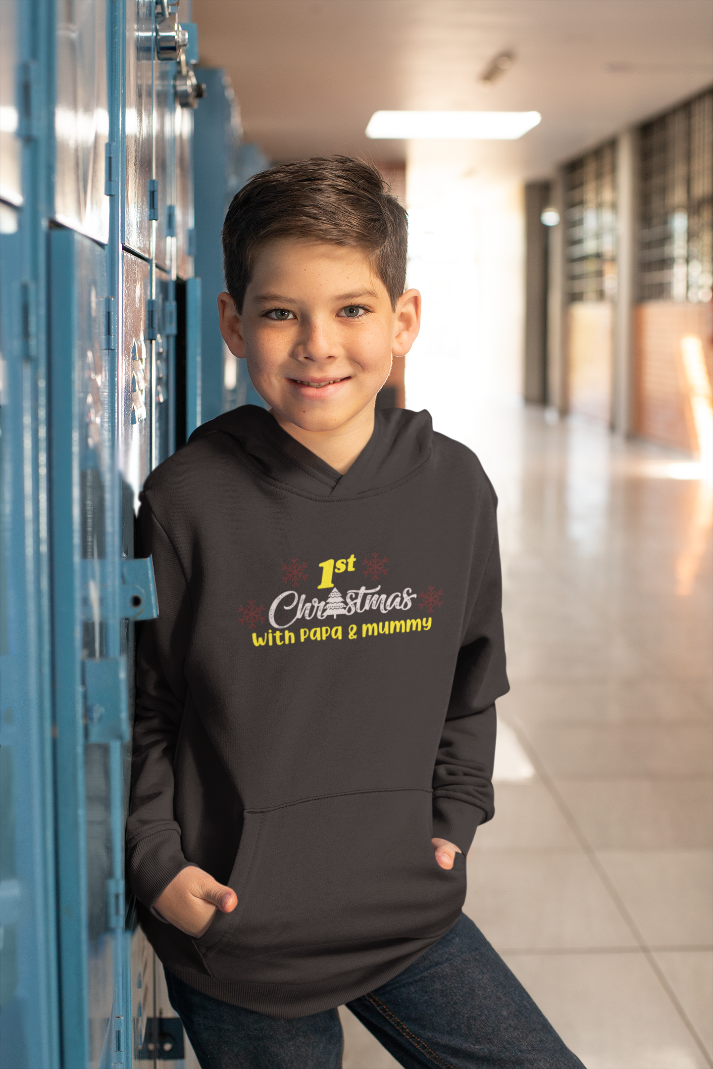 First Christmas With Mummy Papa Boy Hoodies-FunkyTeesClub