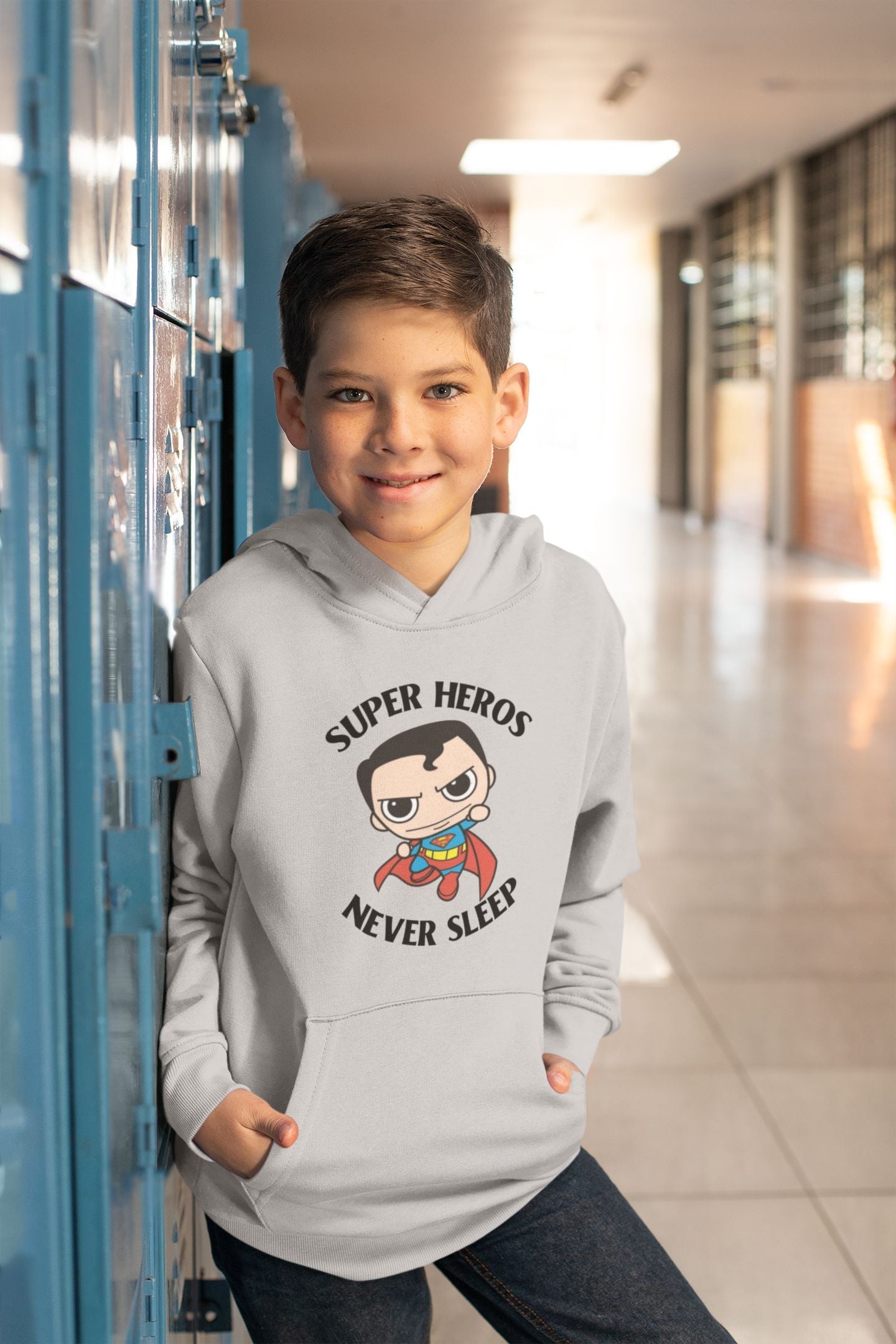 Super Heros Never Sleeps Boy Hoodies-FunkyTeesClub