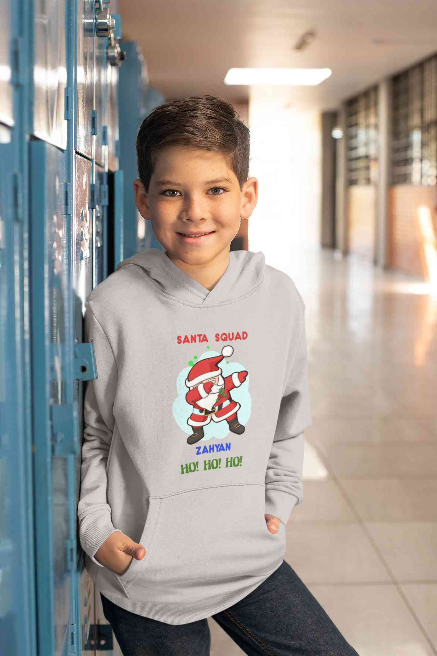 Customized Name Santa Squad Ho Ho Ho Christmas Boy Hoodies-FunkyTeesClub