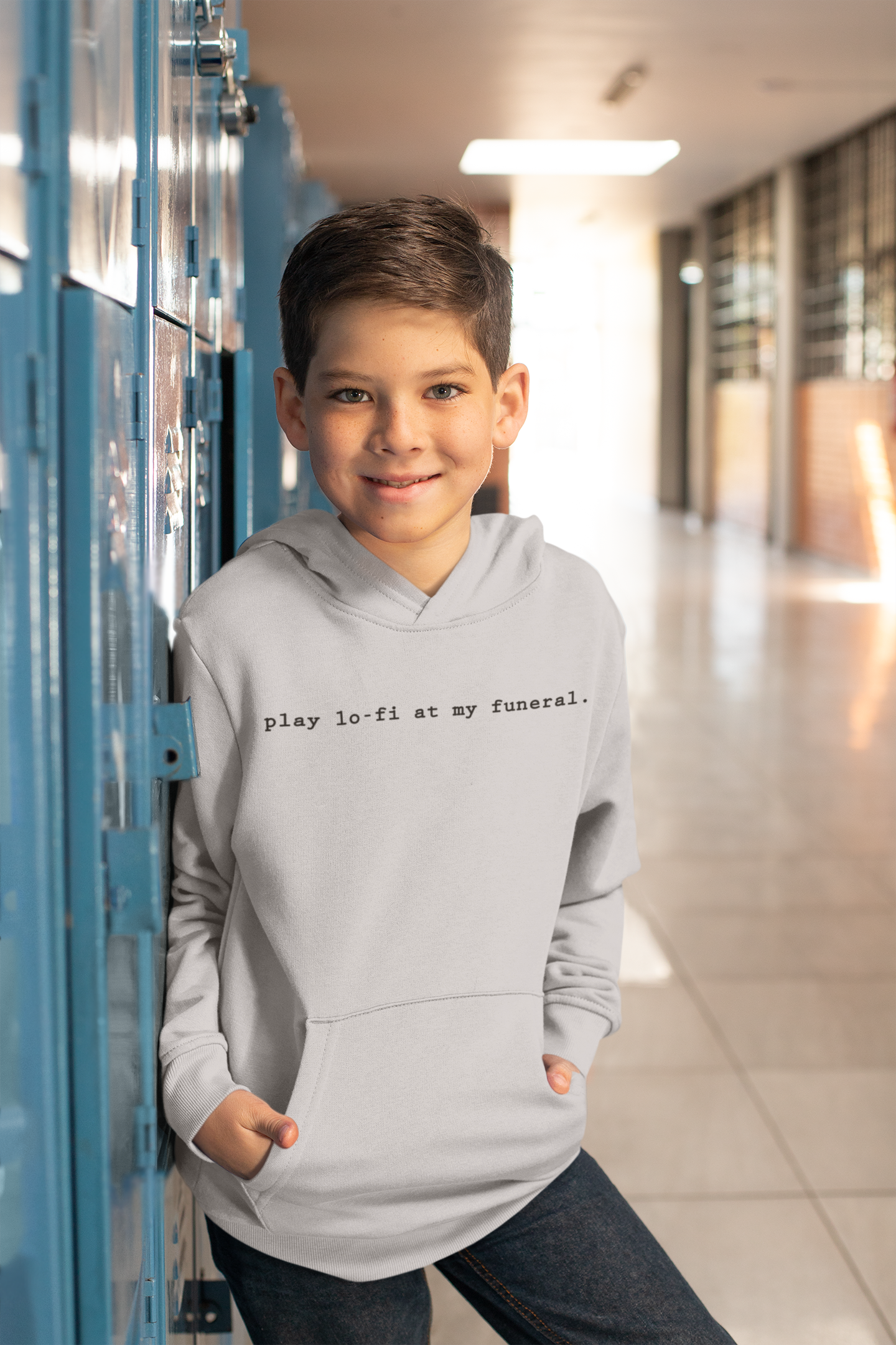 Play Lofi At My Funeral Minimal Boy Hoodies-FunkyTeesClub