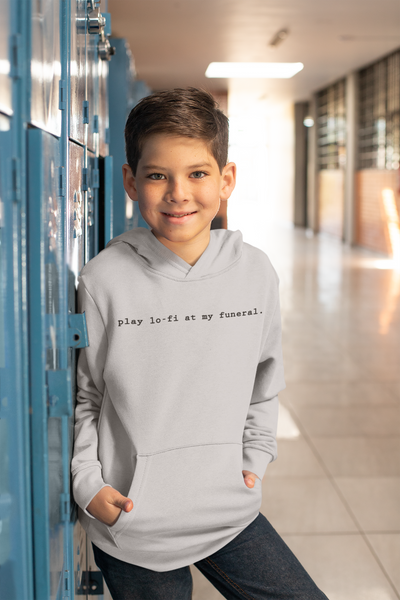 Play Lofi At My Funeral Minimal Boy Hoodies-FunkyTeesClub