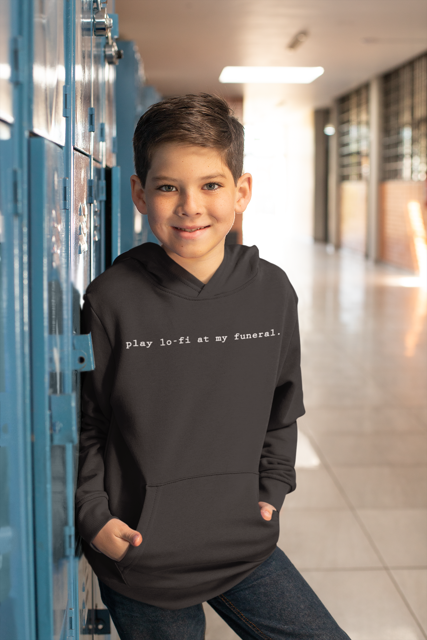 Play Lofi At My Funeral Minimal Boy Hoodies-FunkyTeesClub