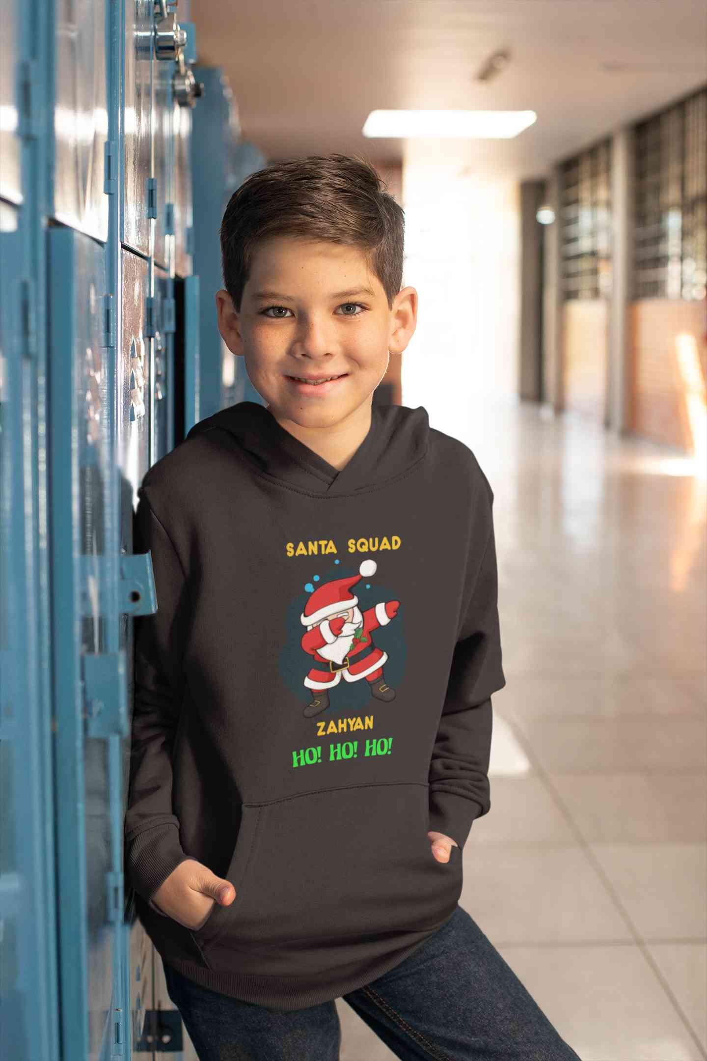 Customized Name Santa Squad Ho Ho Ho Christmas Boy Hoodies-FunkyTeesClub