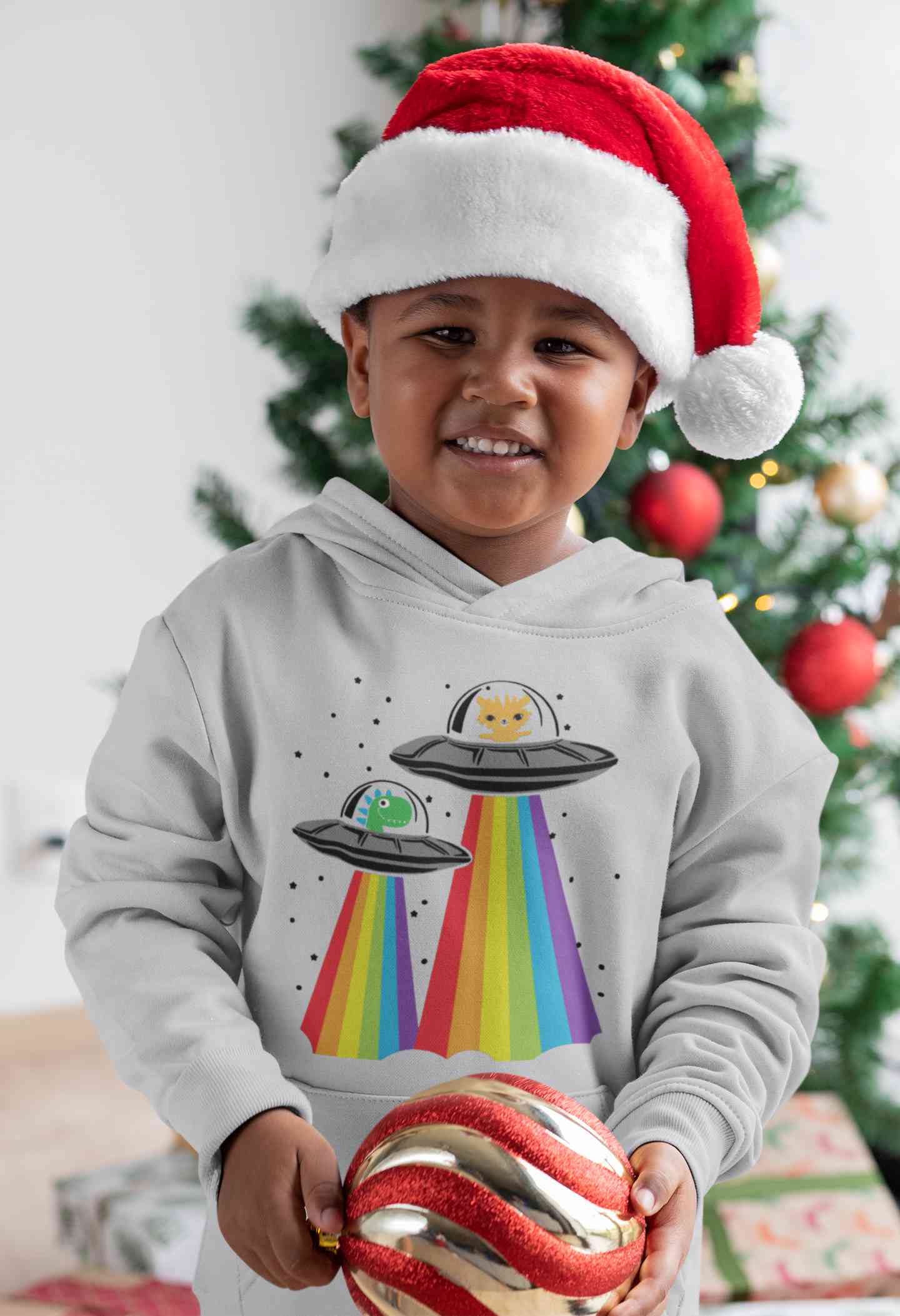 Rainbow Spaceship Cartoon Boy Hoodies-FunkyTeesClub