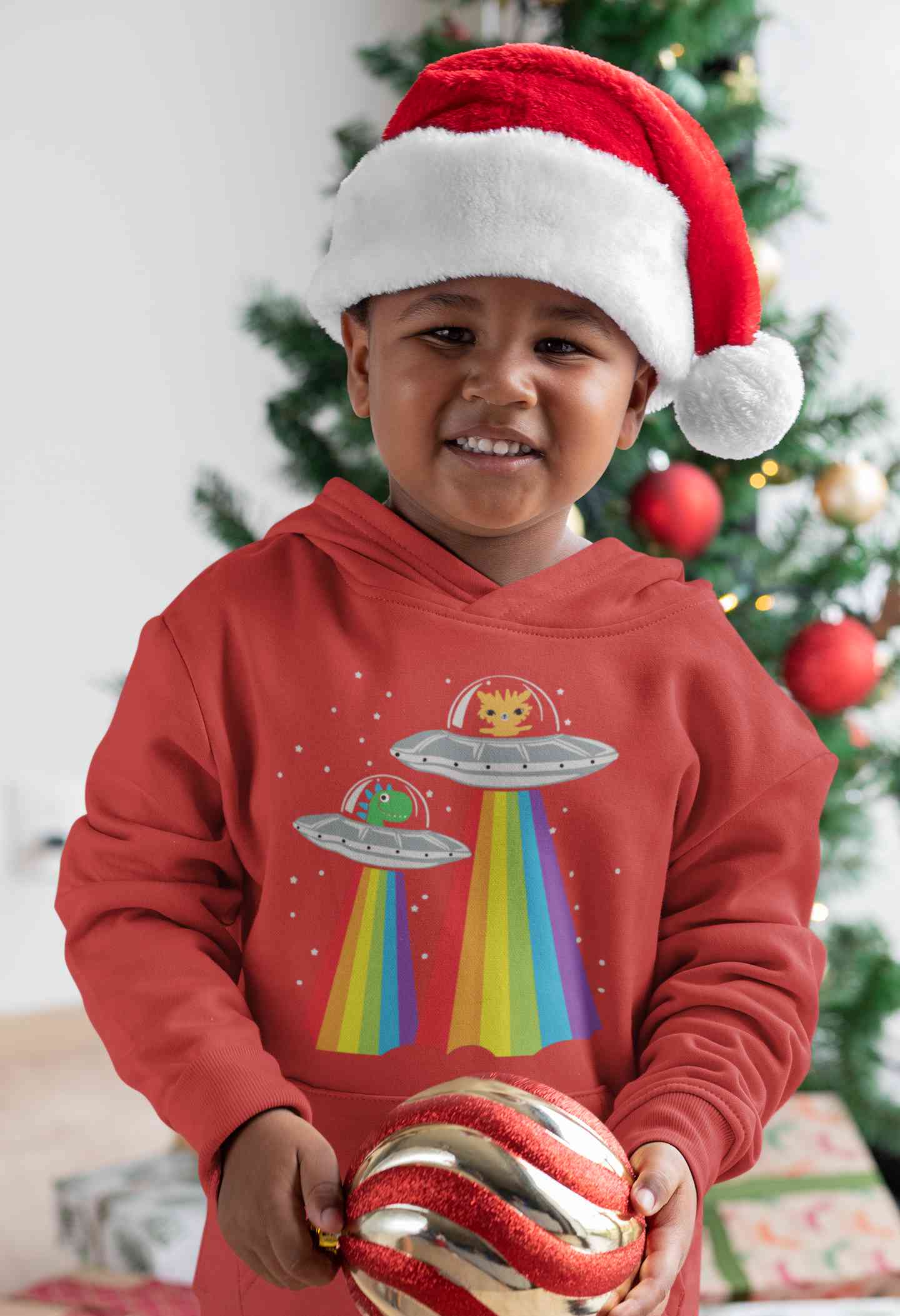 Rainbow Spaceship Cartoon Boy Hoodies-FunkyTeesClub