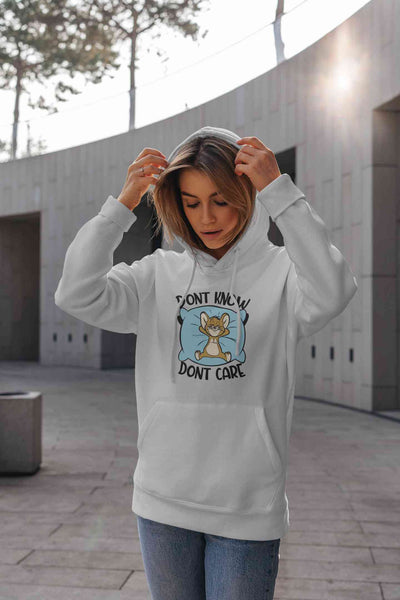 Funny Cartoon Dont Care Hoodies for Women-FunkyTeesClub