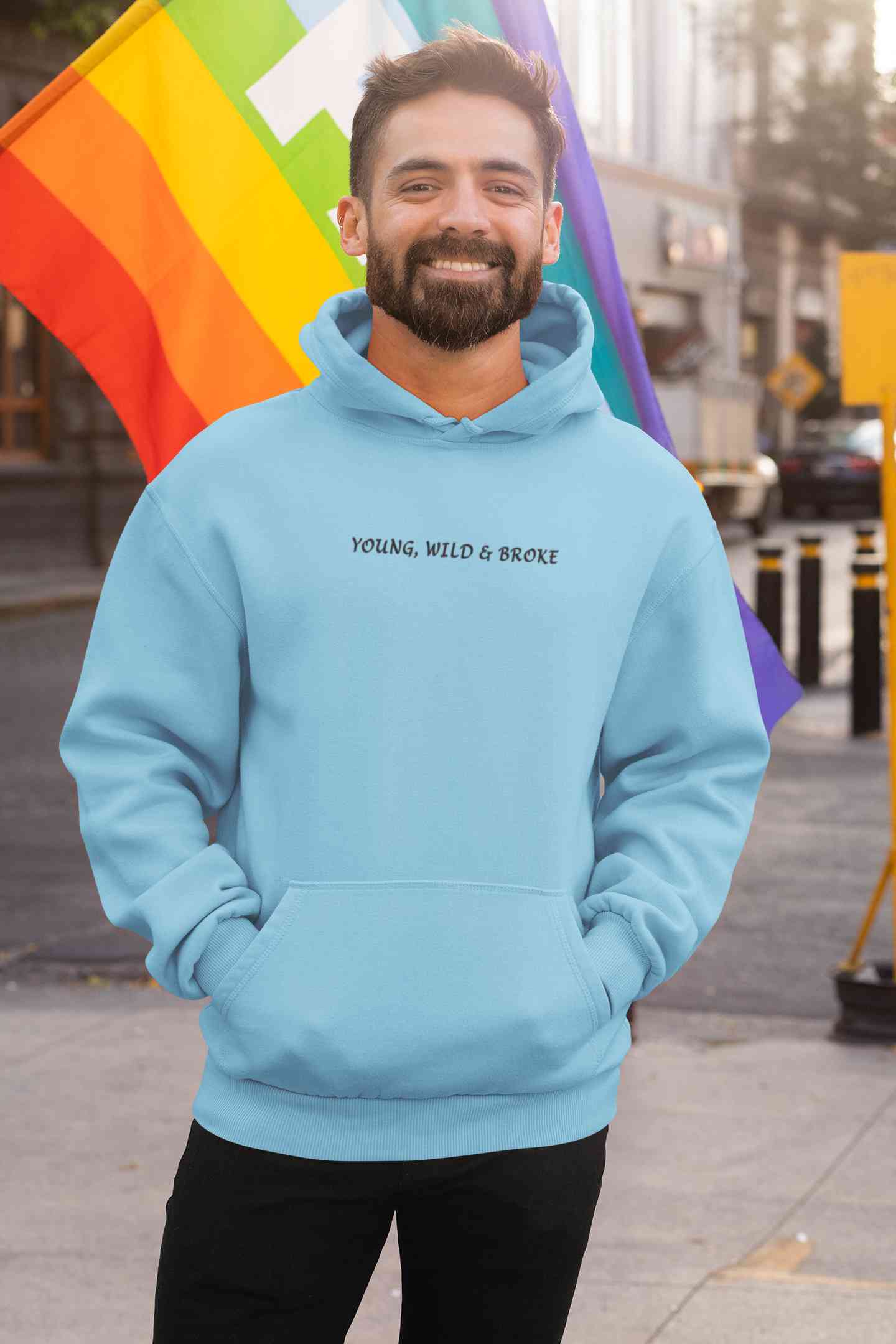 Young Wild Broke Minimals Men Hoodies-FunkyTeesClub