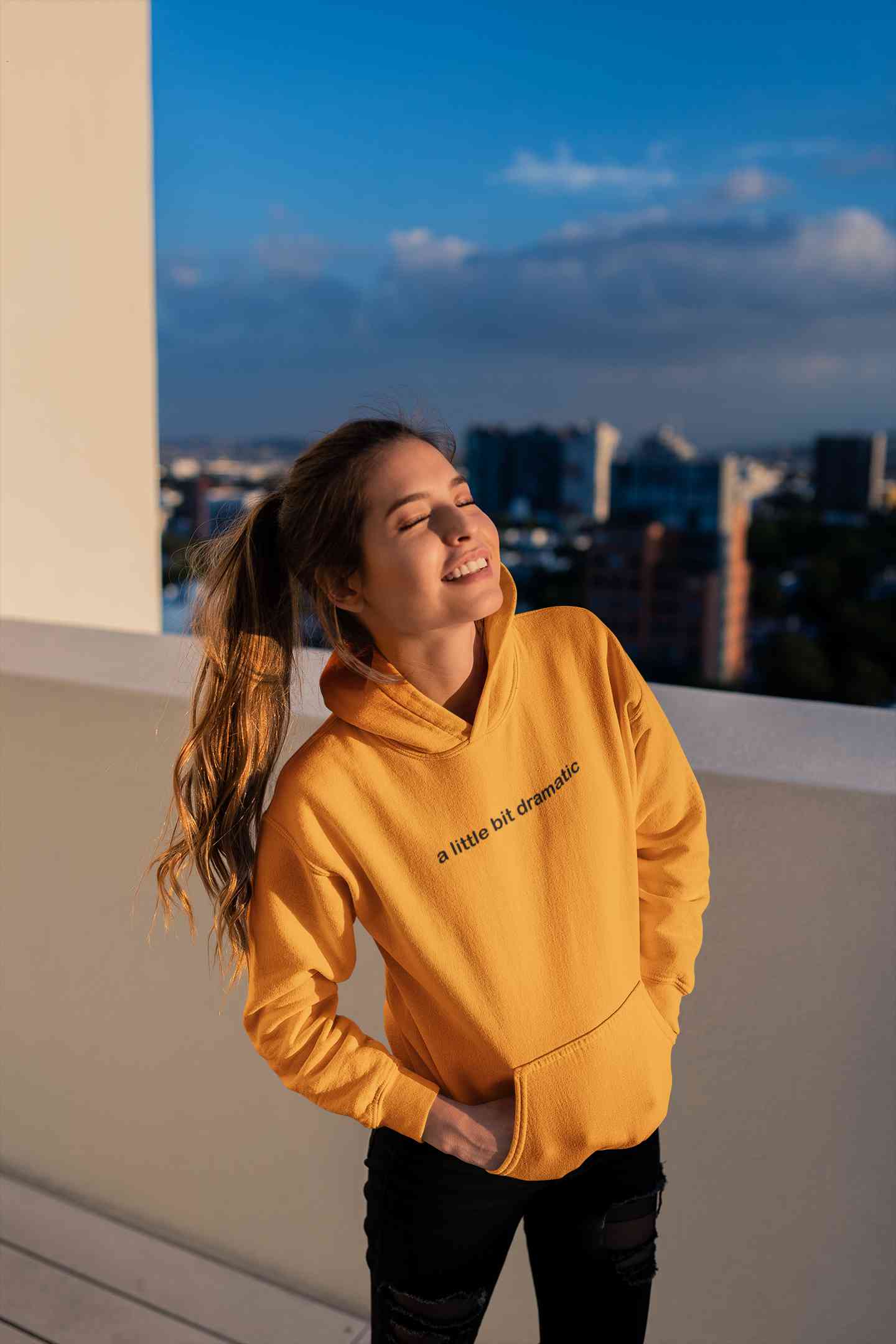 A Little Bit Dramatic Minimal Hoodies for Women-FunkyTeesClub