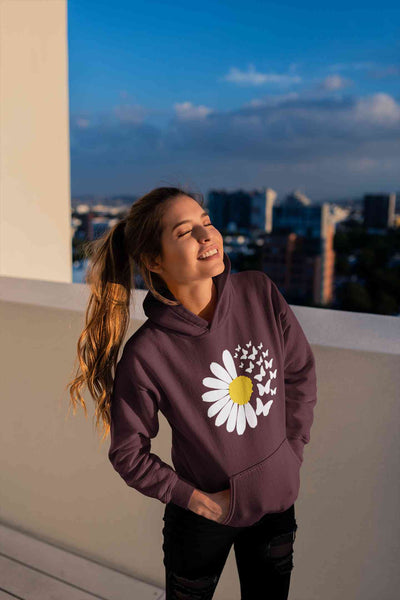 Cute Butterfly Daizy Graphic Hoodies for Women-FunkyTeesClub
