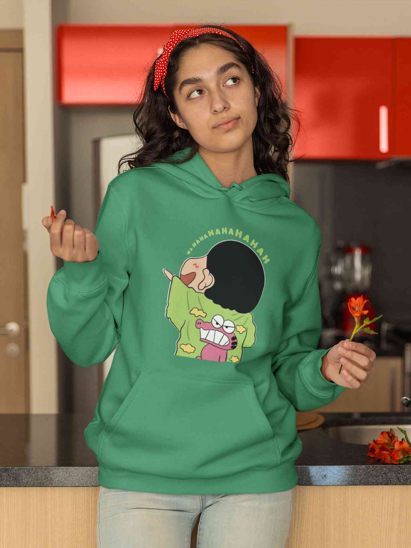 Hahaha Cartoon Funny Memes Hoodies for Women-FunkyTeesClub