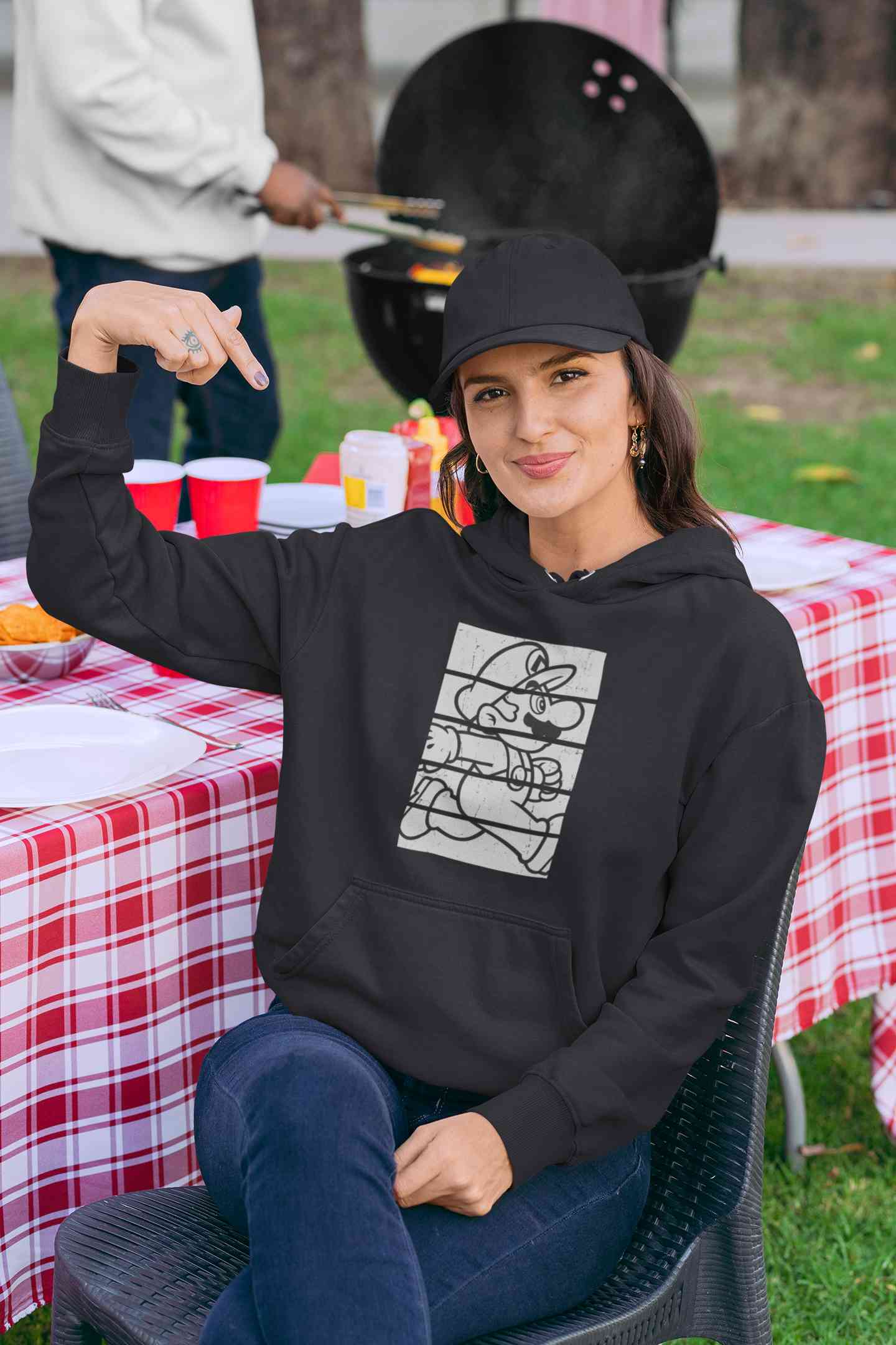 Super Mario Side Run Panels Hoodies for Women-FunkyTeesClub