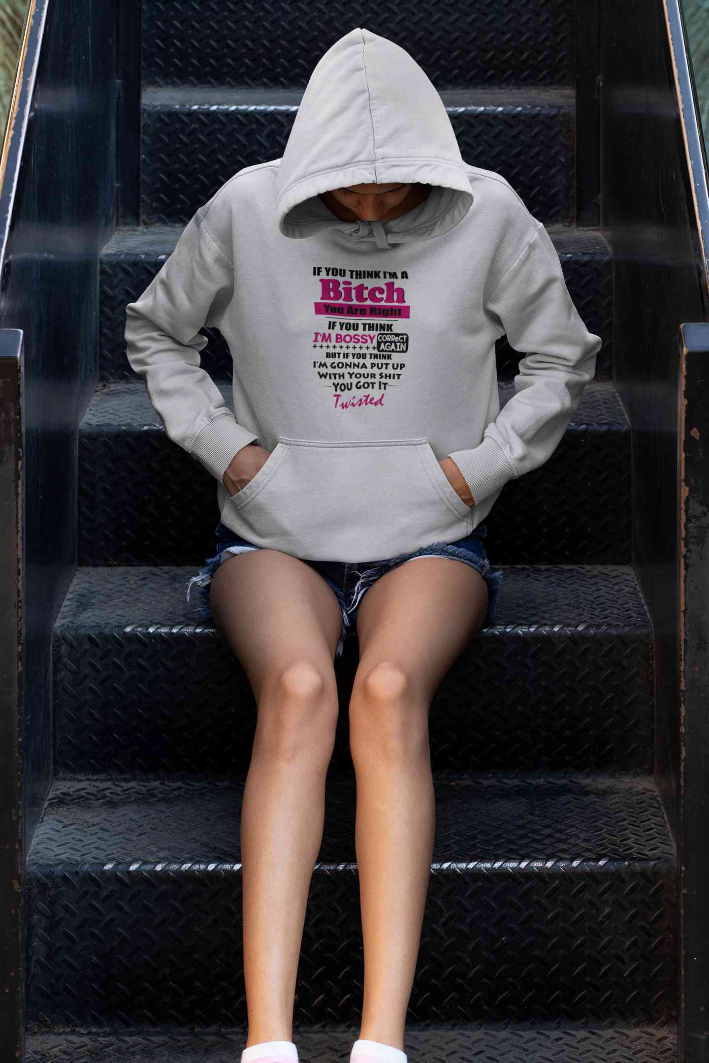 Bossy Bitch Attitude Hoodies for Women-FunkyTeesClub