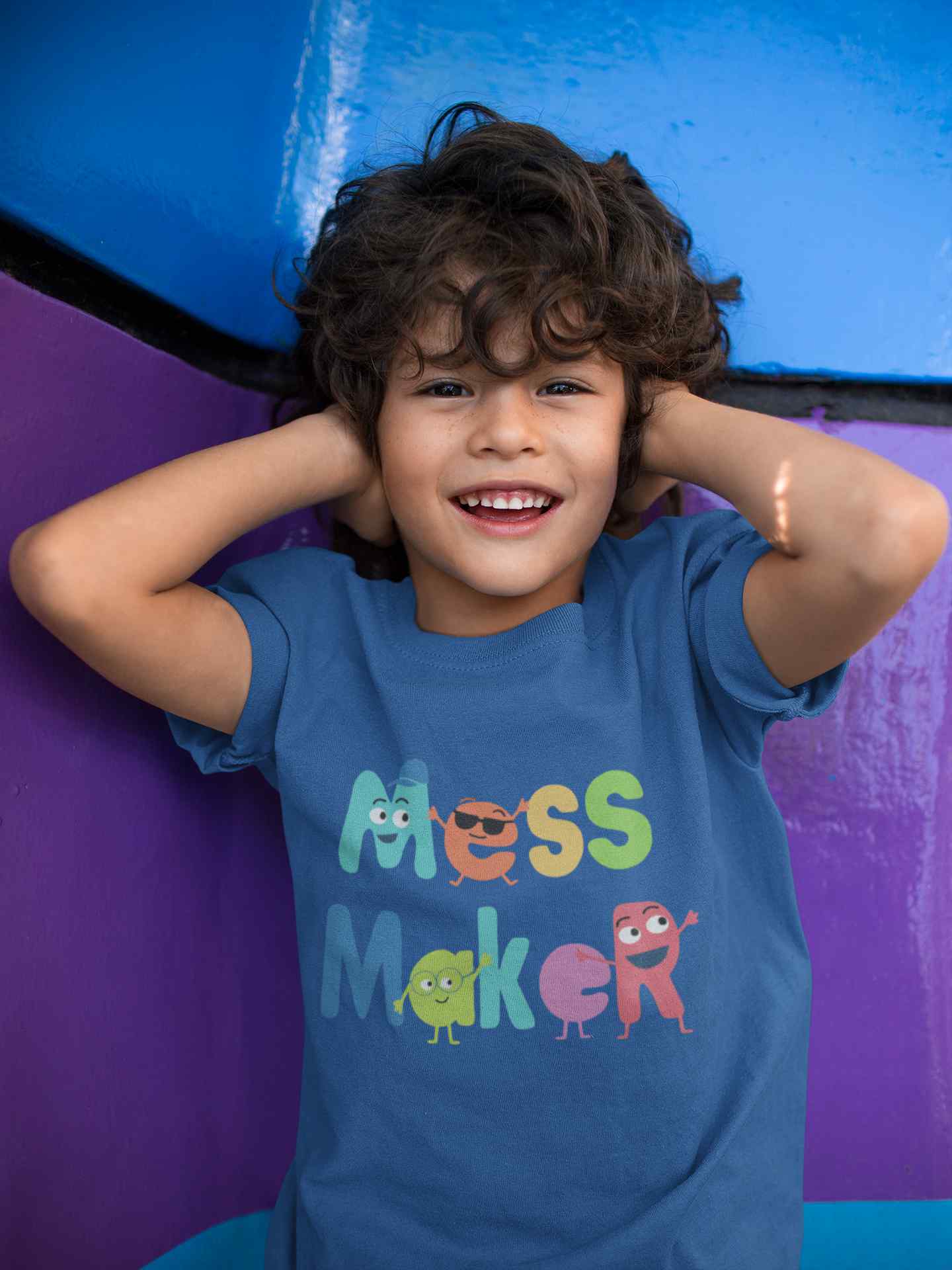 Mess Maker Cartoon Half Sleeves T-Shirt for Boy-FunkyTeesClub