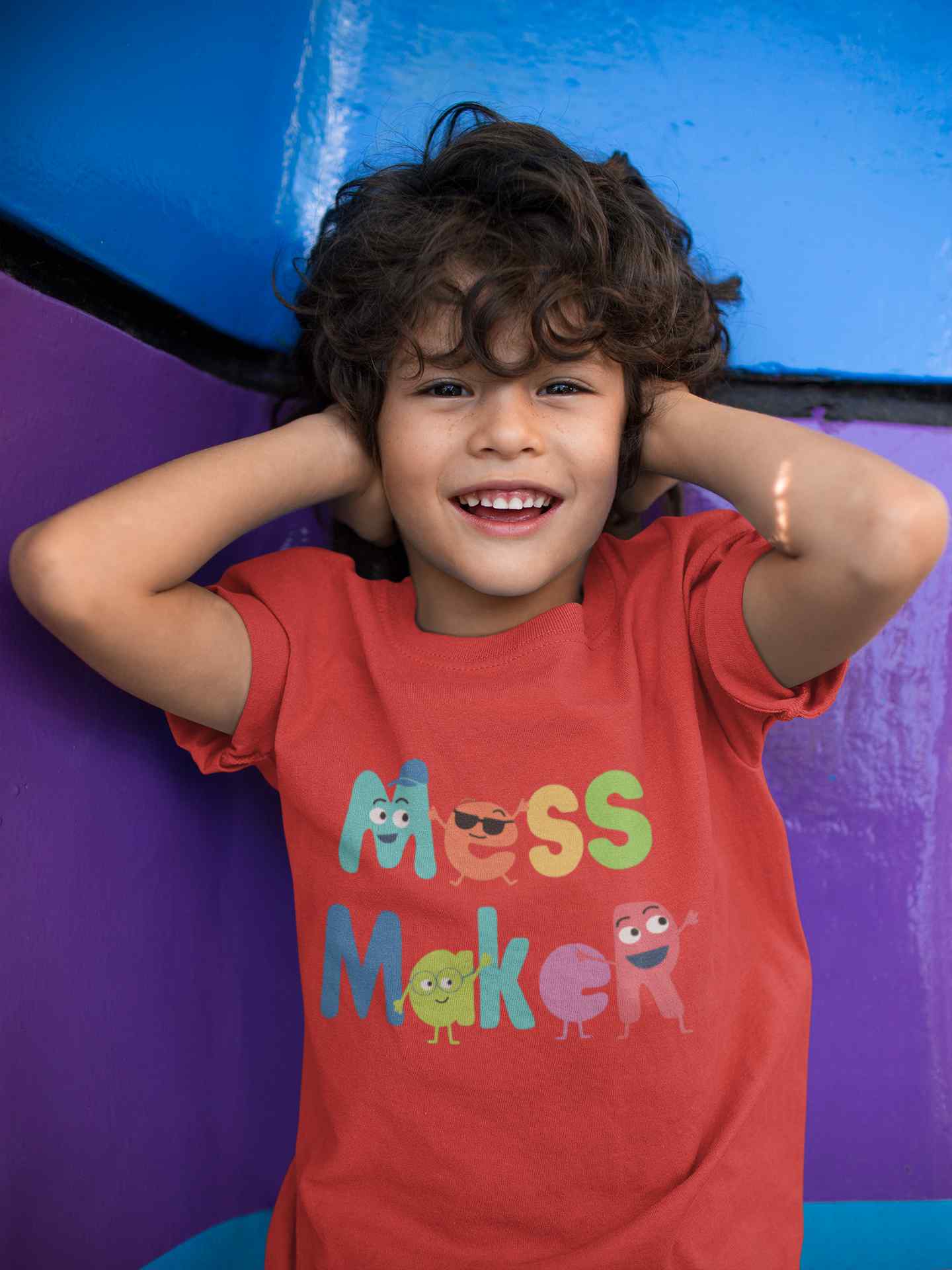 Mess Maker Cartoon Half Sleeves T-Shirt for Boy-FunkyTeesClub