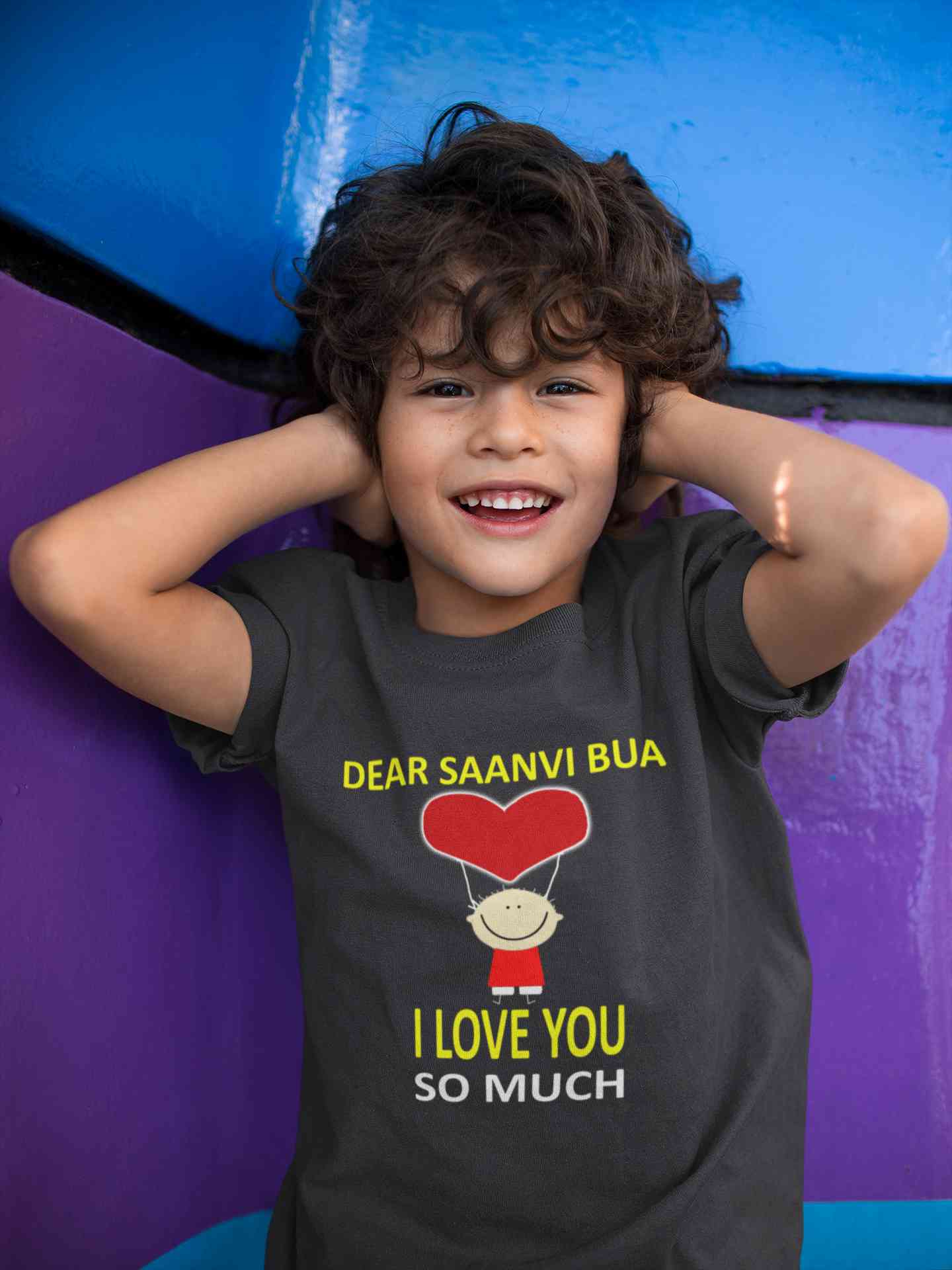 Custom Name I love My Bua So Much Half Sleeves T-Shirt for Boy-FunkyTeesClub