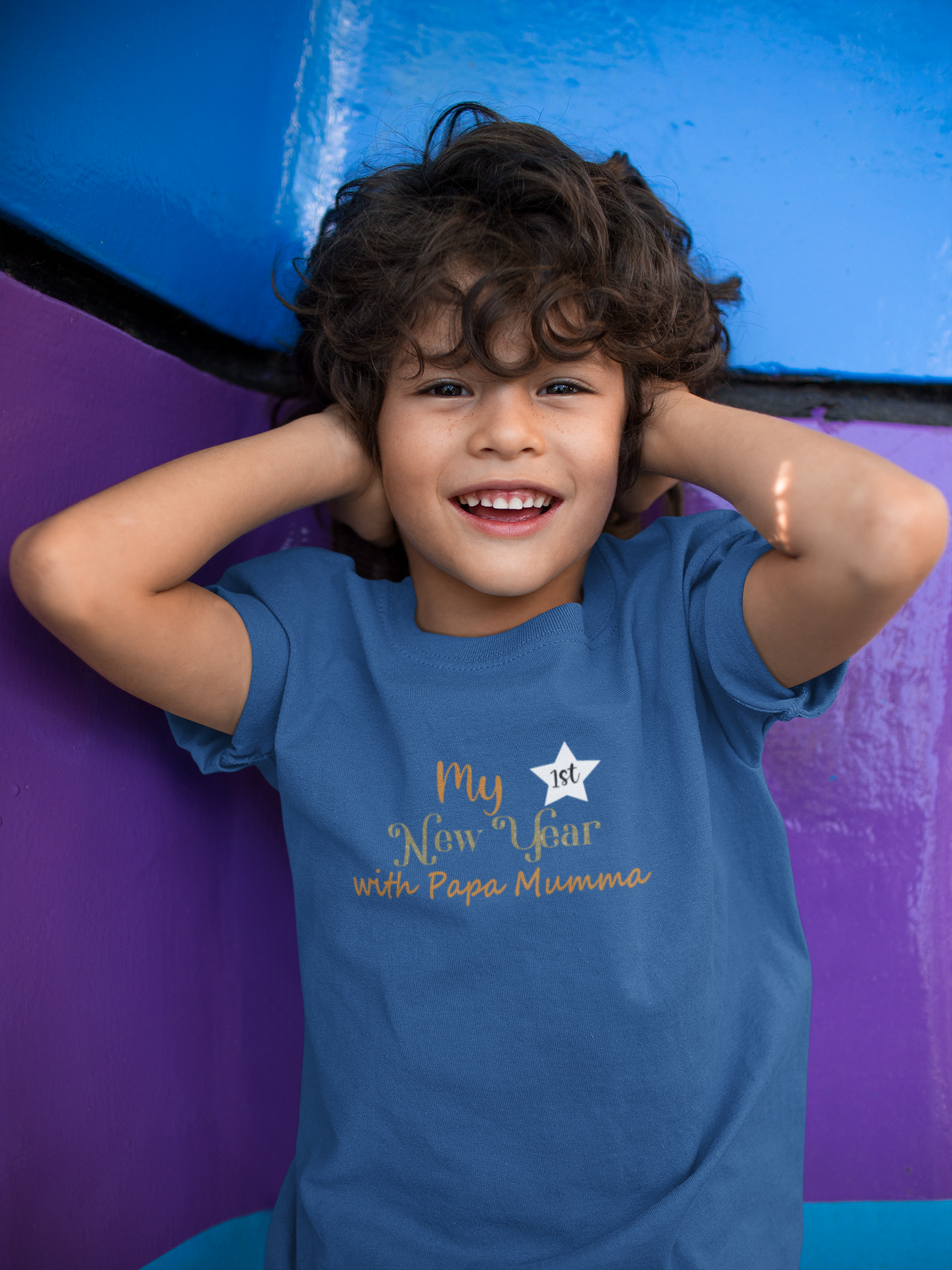 First New Year With Mamma Papa Half Sleeves T-Shirt for Boy-FunkyTeesClub