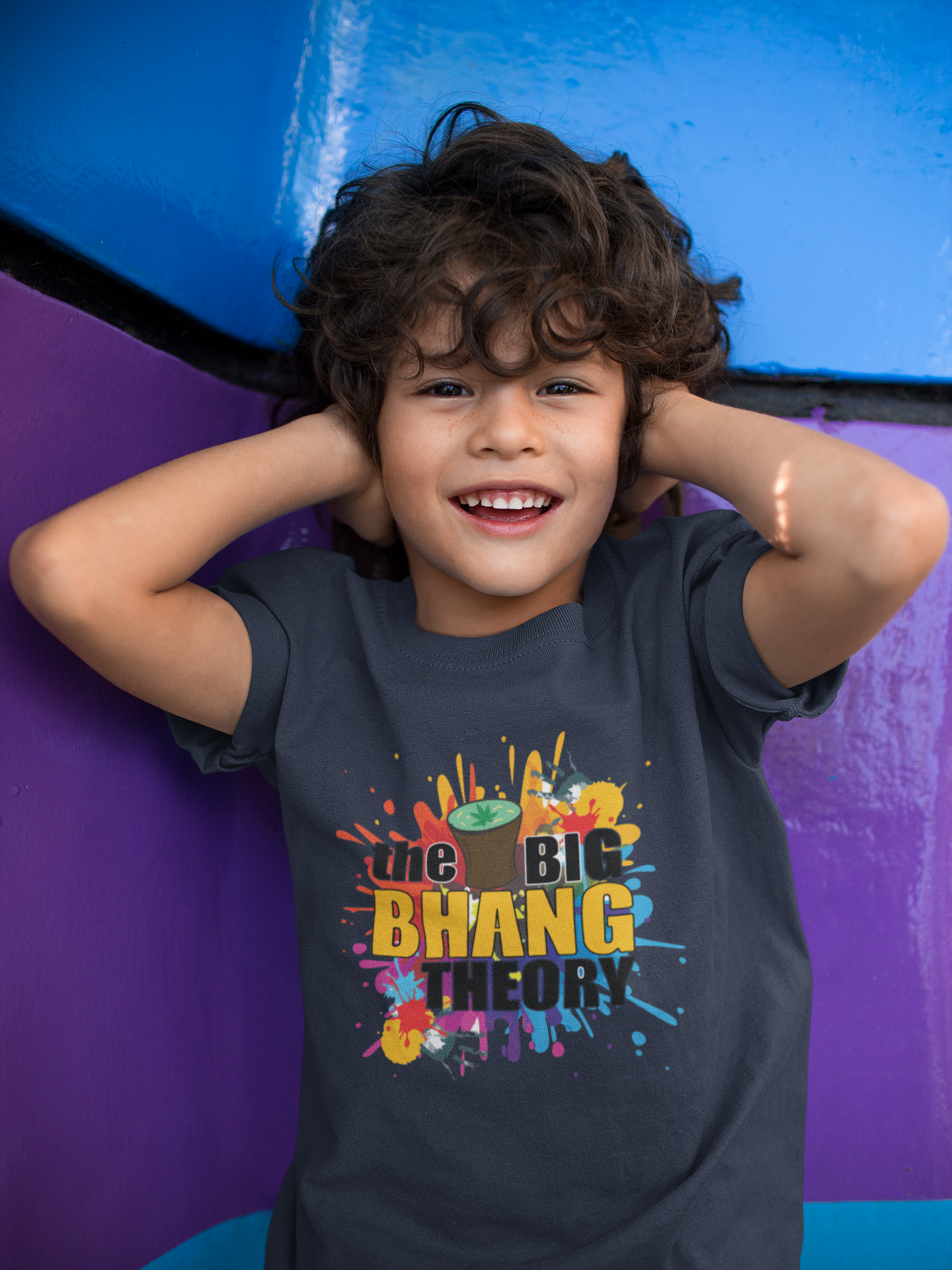 The Big Bhang Theory Holi Half Sleeves T-Shirt for Boy-FunkyTeesClub