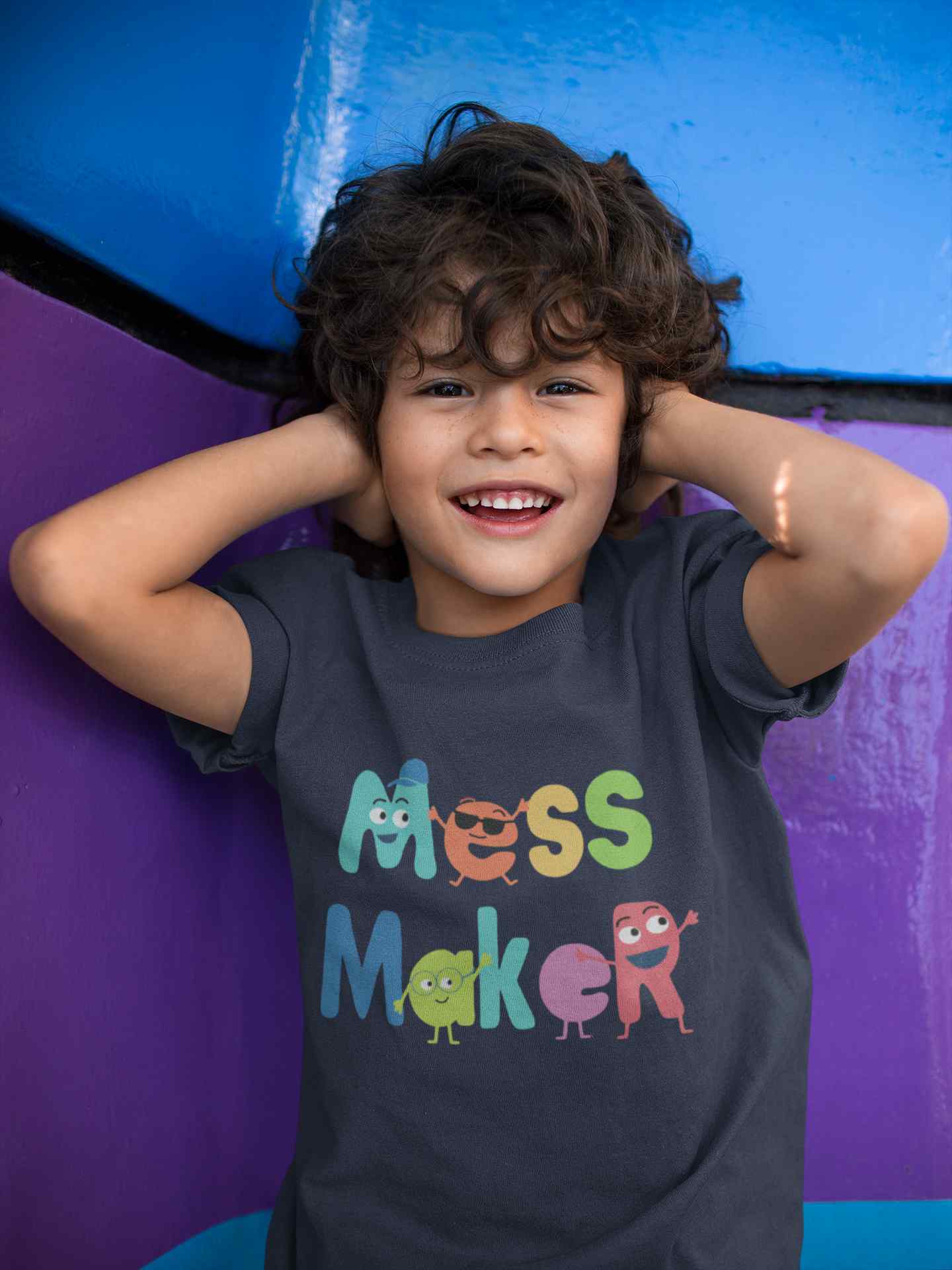 Mess Maker Cartoon Half Sleeves T-Shirt for Boy-FunkyTeesClub
