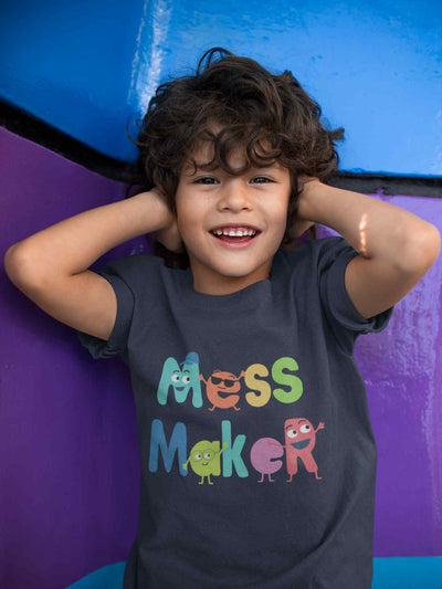 Mess Maker Cartoon Half Sleeves T-Shirt for Boy-FunkyTeesClub
