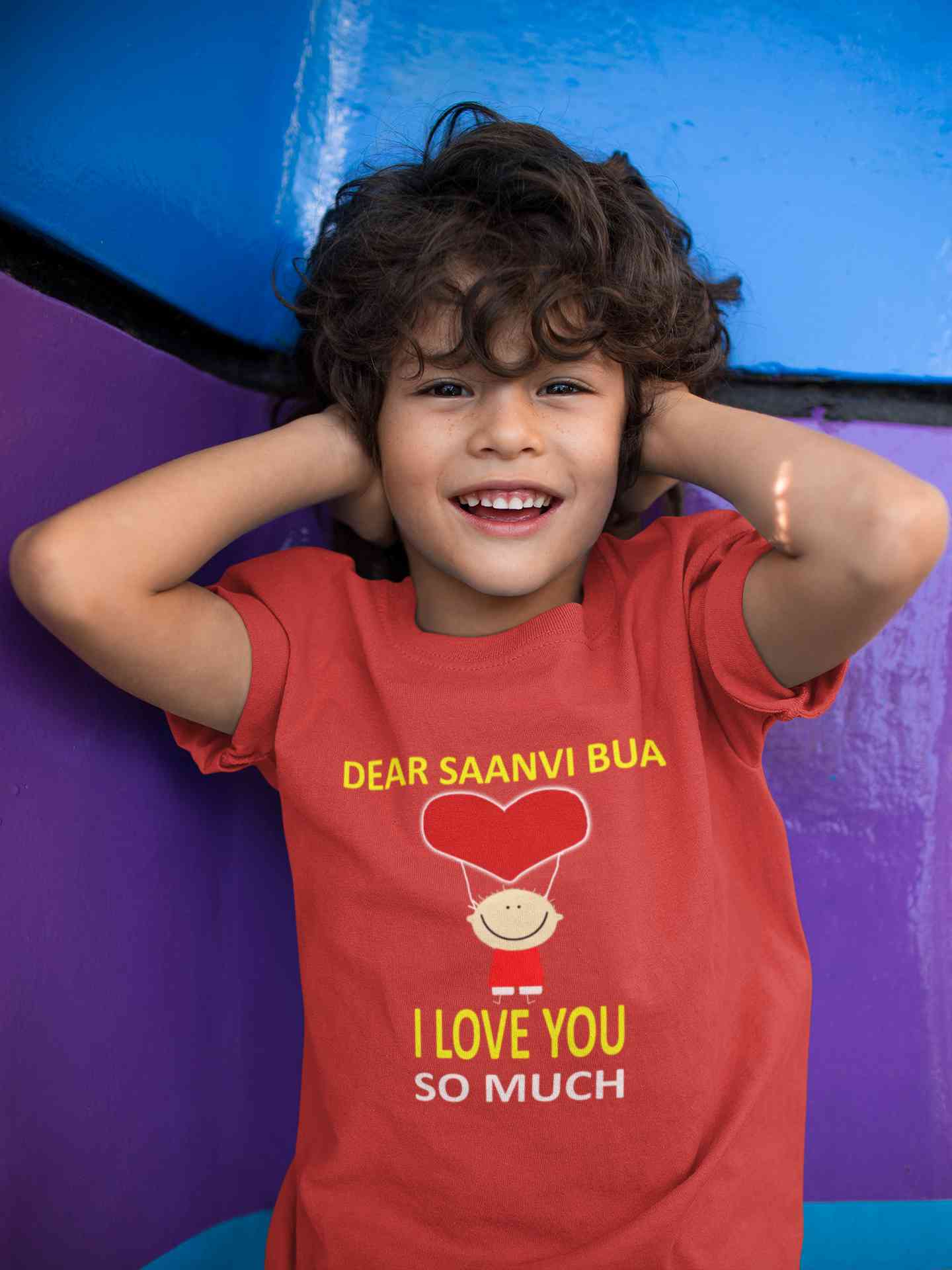 Custom Name I love My Bua So Much Half Sleeves T-Shirt for Boy-FunkyTeesClub