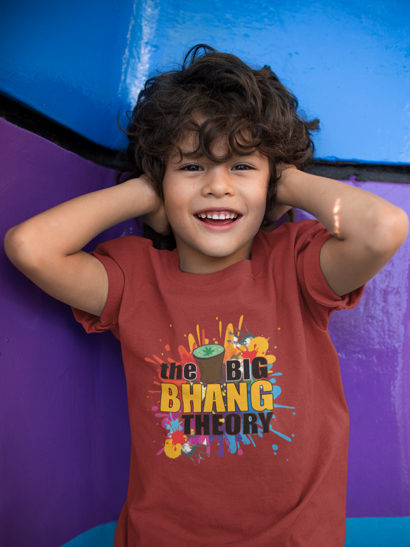 The Big Bhang Theory Holi Half Sleeves T-Shirt for Boy-FunkyTeesClub