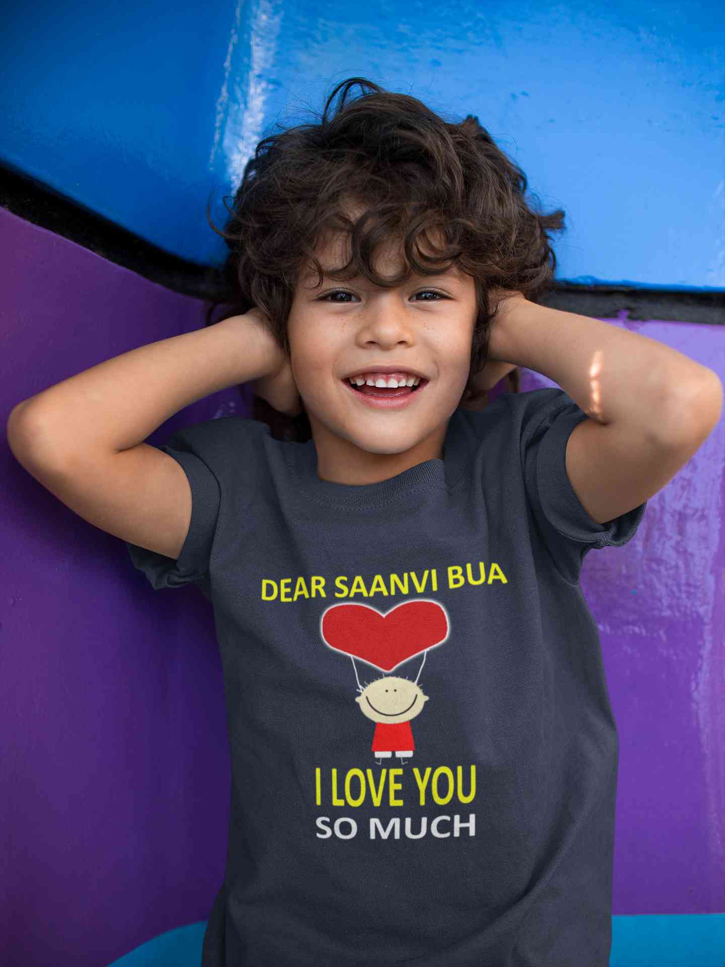 Custom Name I love My Bua So Much Half Sleeves T-Shirt for Boy-FunkyTeesClub