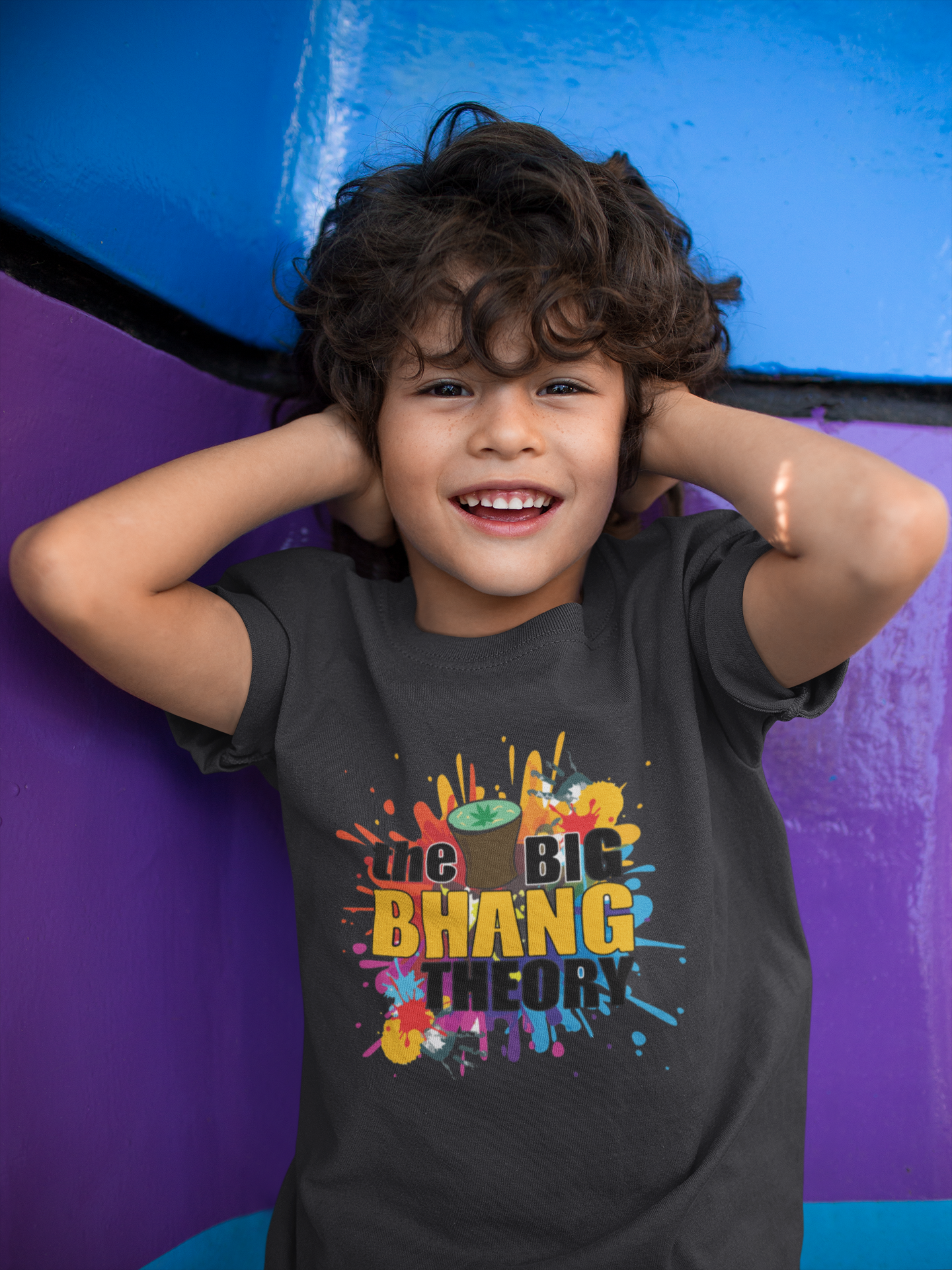 The Big Bhang Theory Holi Half Sleeves T-Shirt for Boy-FunkyTeesClub