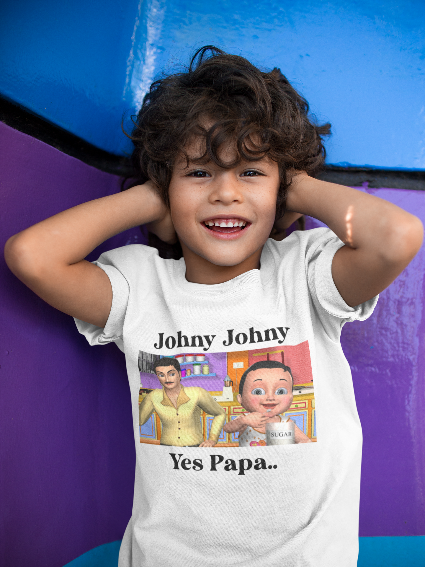 Johny Johny Yes Papa Poem Half Sleeves T-Shirt for Boy-FunkyTeesClub