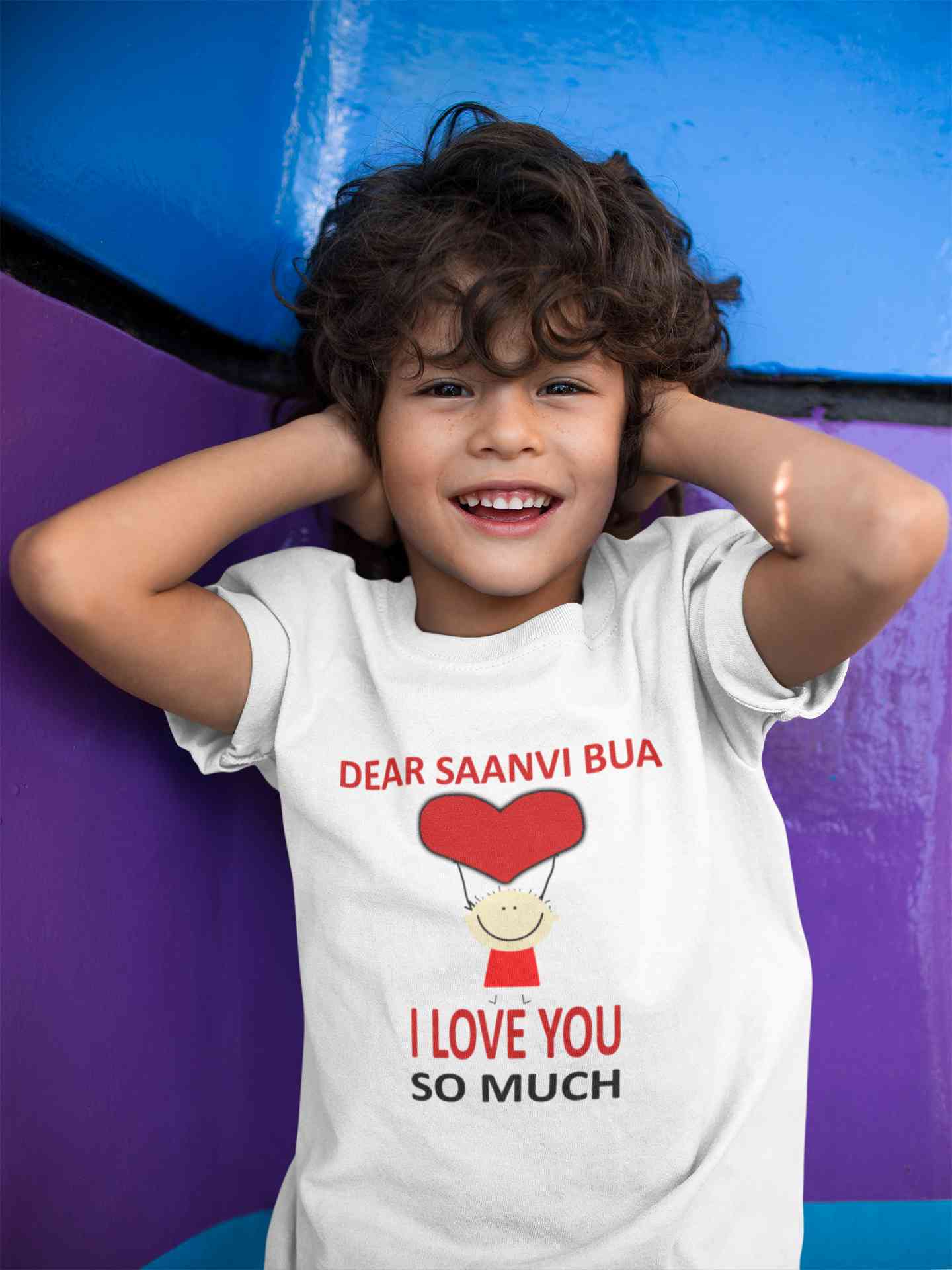 Custom Name I love My Bua So Much Half Sleeves T-Shirt for Boy-FunkyTeesClub