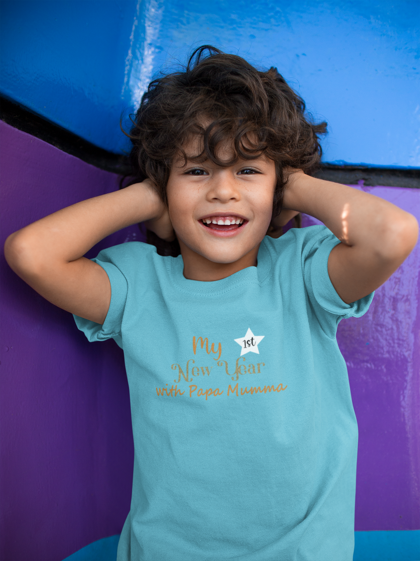 First New Year With Mamma Papa Half Sleeves T-Shirt for Boy-FunkyTeesClub