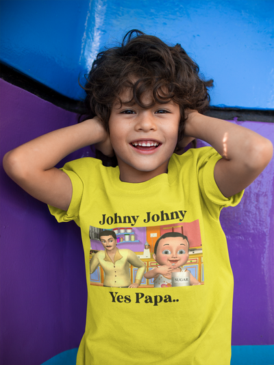 Johny Johny Yes Papa Poem Half Sleeves T-Shirt for Boy-FunkyTeesClub