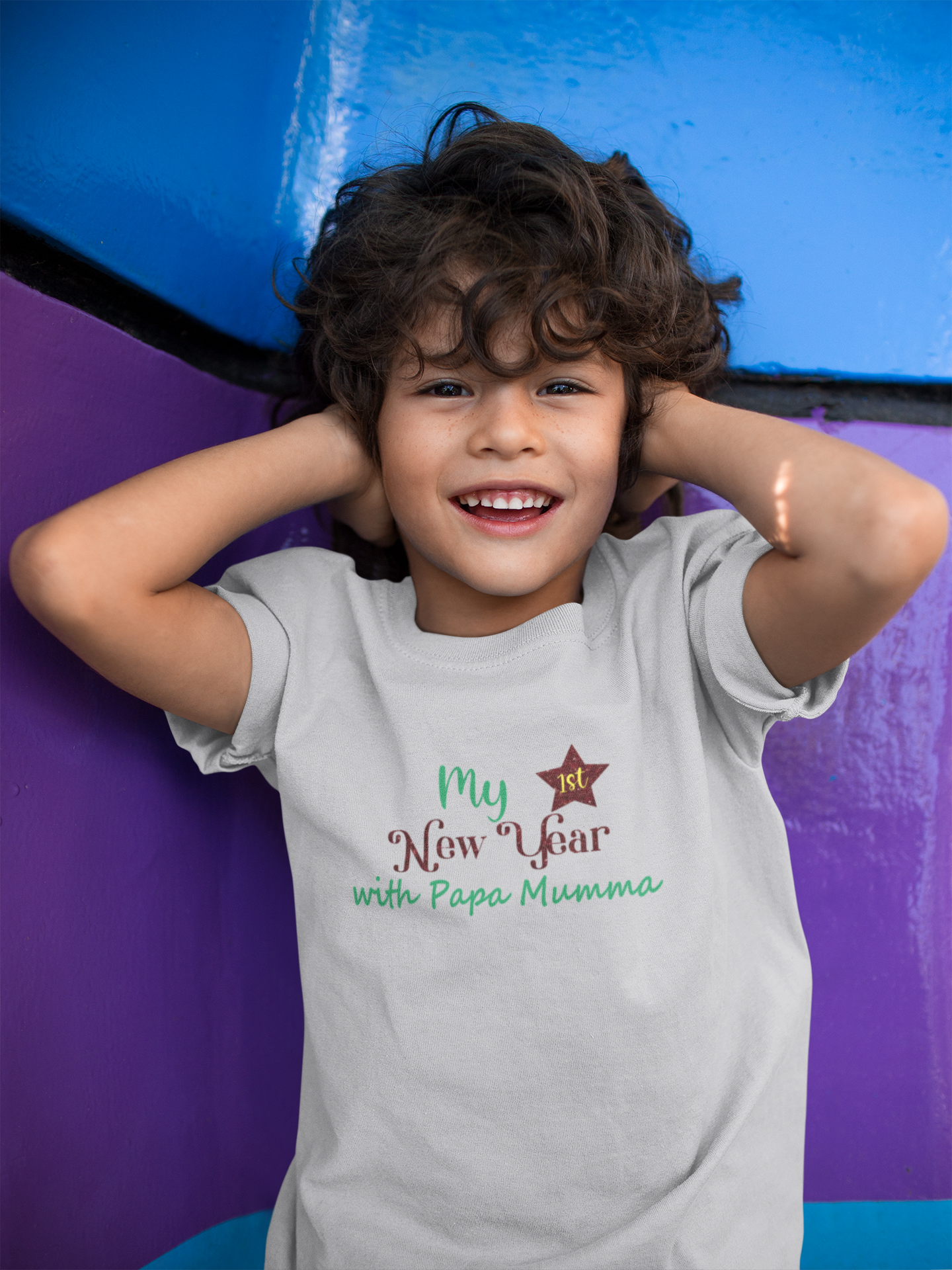 First New Year With Mamma Papa Half Sleeves T-Shirt for Boy-FunkyTeesClub