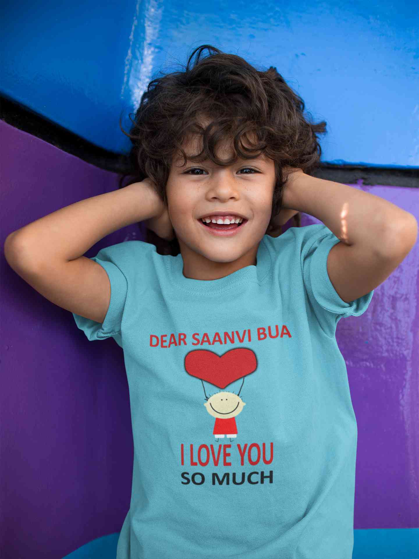 Custom Name I love My Bua So Much Half Sleeves T-Shirt for Boy-FunkyTeesClub